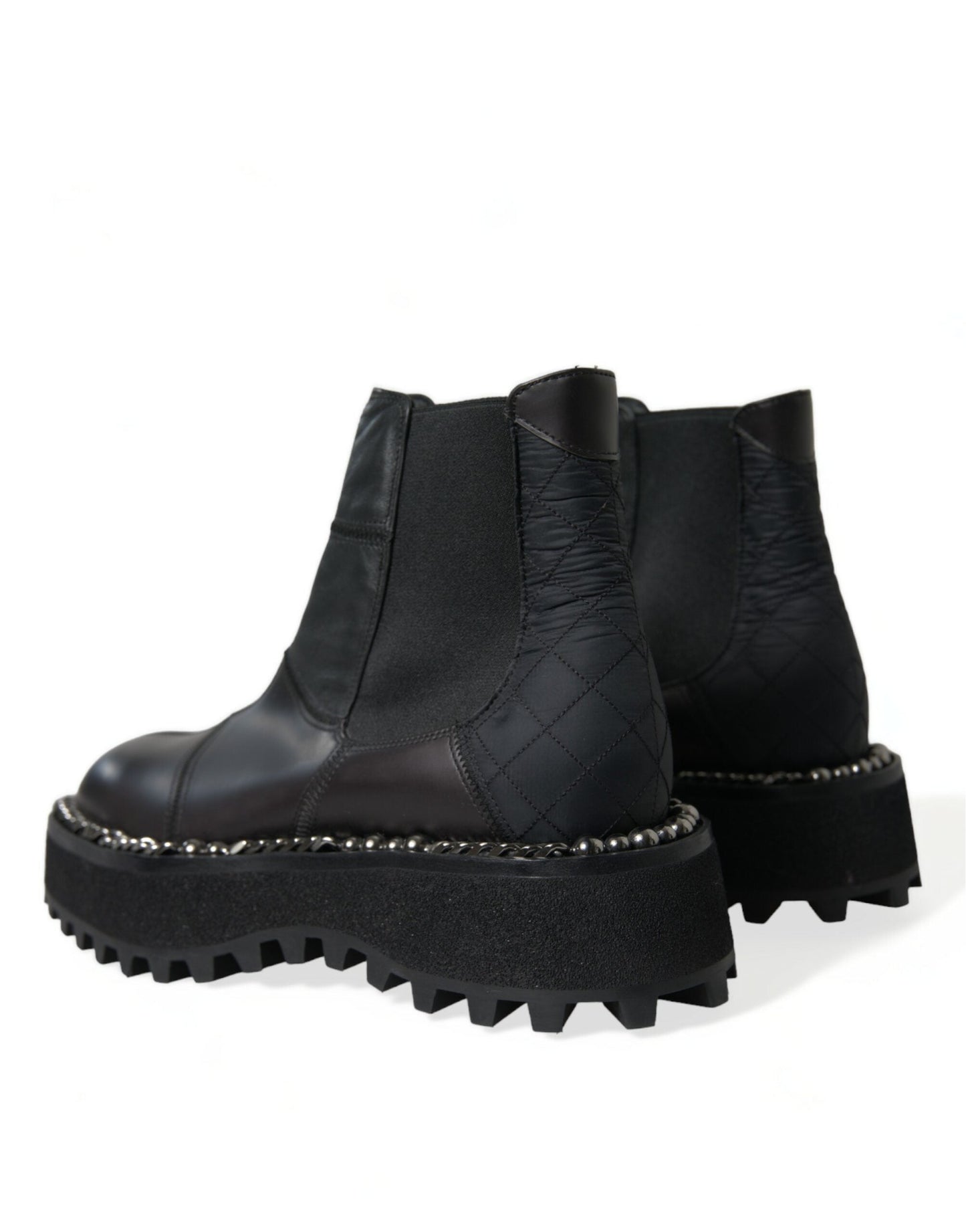 Dolce & Gabbana Black Leather Slip On Stretch Chelsea Boots Men's Shoes
