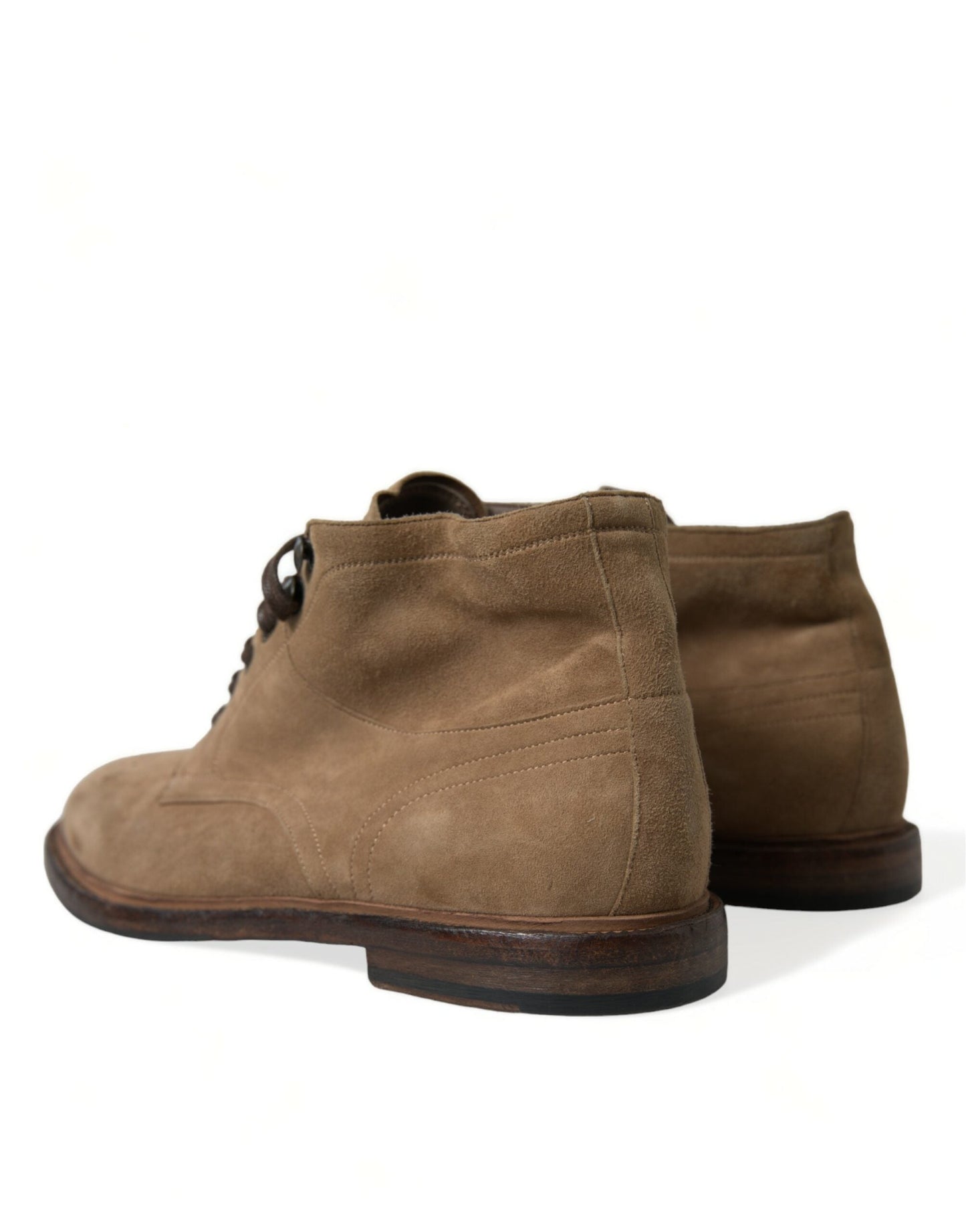 Dolce & Gabbana Brown Leather Lace Up Ankle Boots Men's Shoes