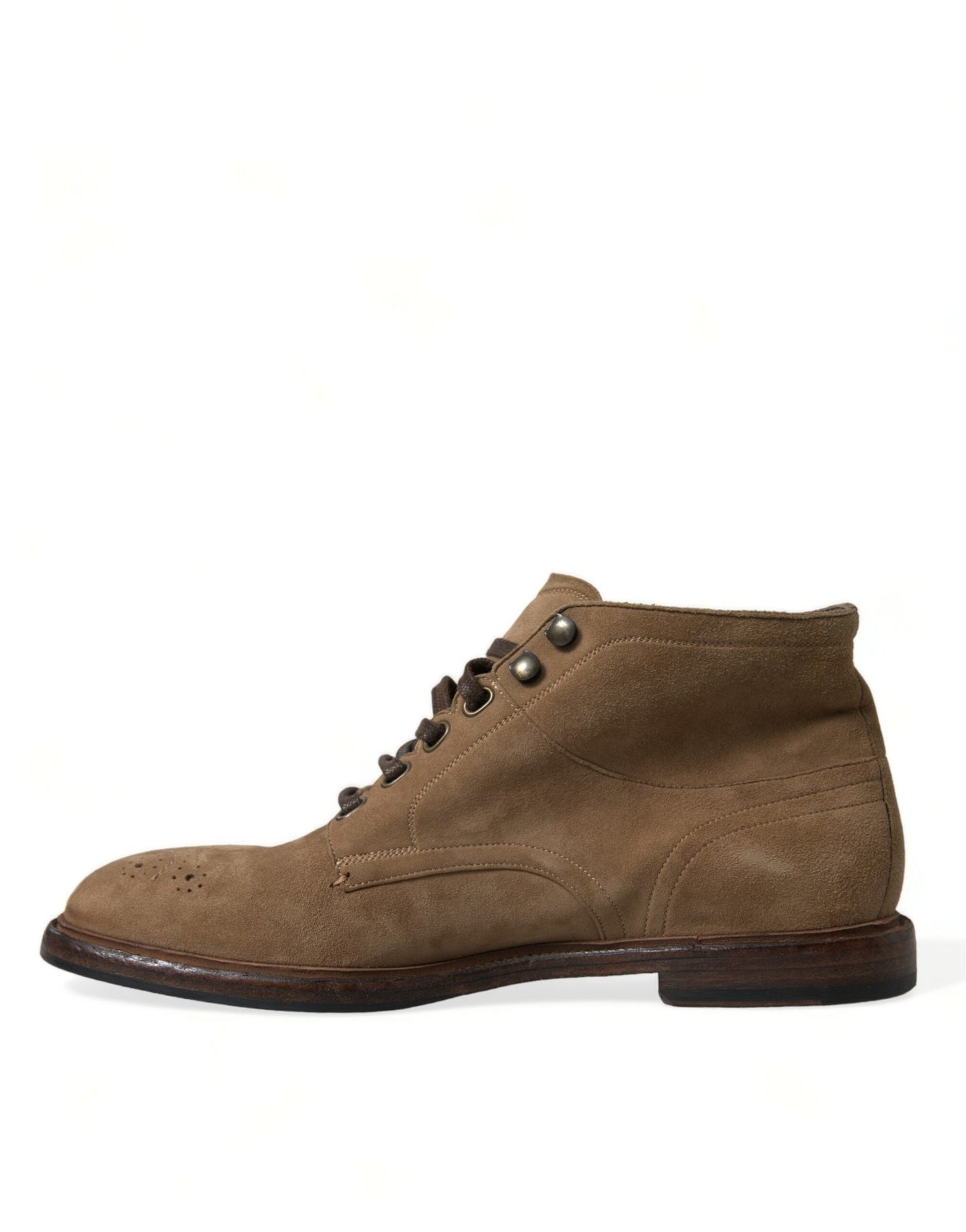 Dolce & Gabbana Brown Leather Lace Up Ankle Boots Men's Shoes