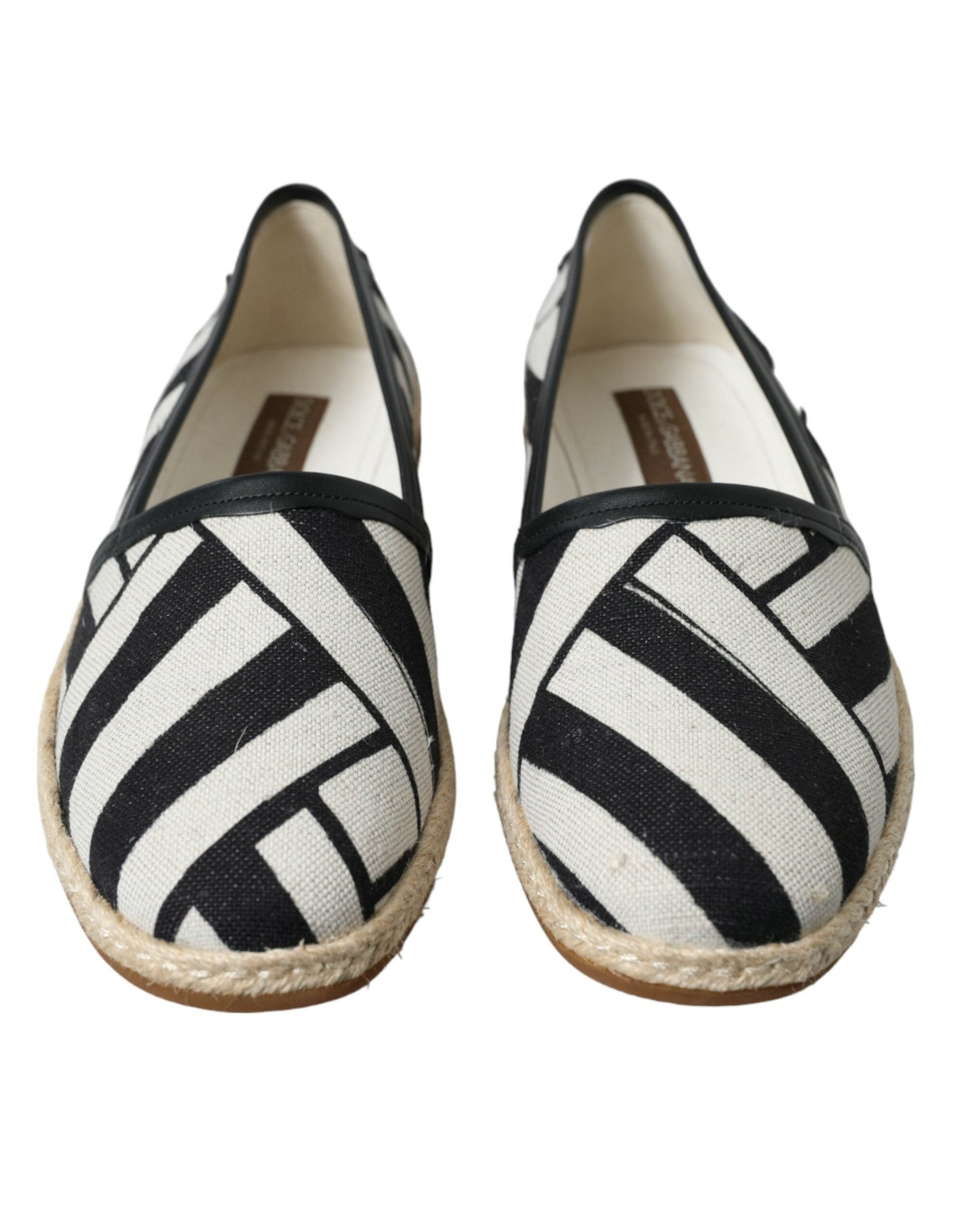 Dolce & Gabbana Beige Black Striped Canvas Espadrilles MONDELLO Men's Shoes