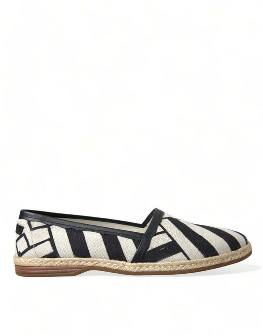 Dolce & Gabbana Beige Black Striped Canvas Espadrilles MONDELLO Men's Shoes