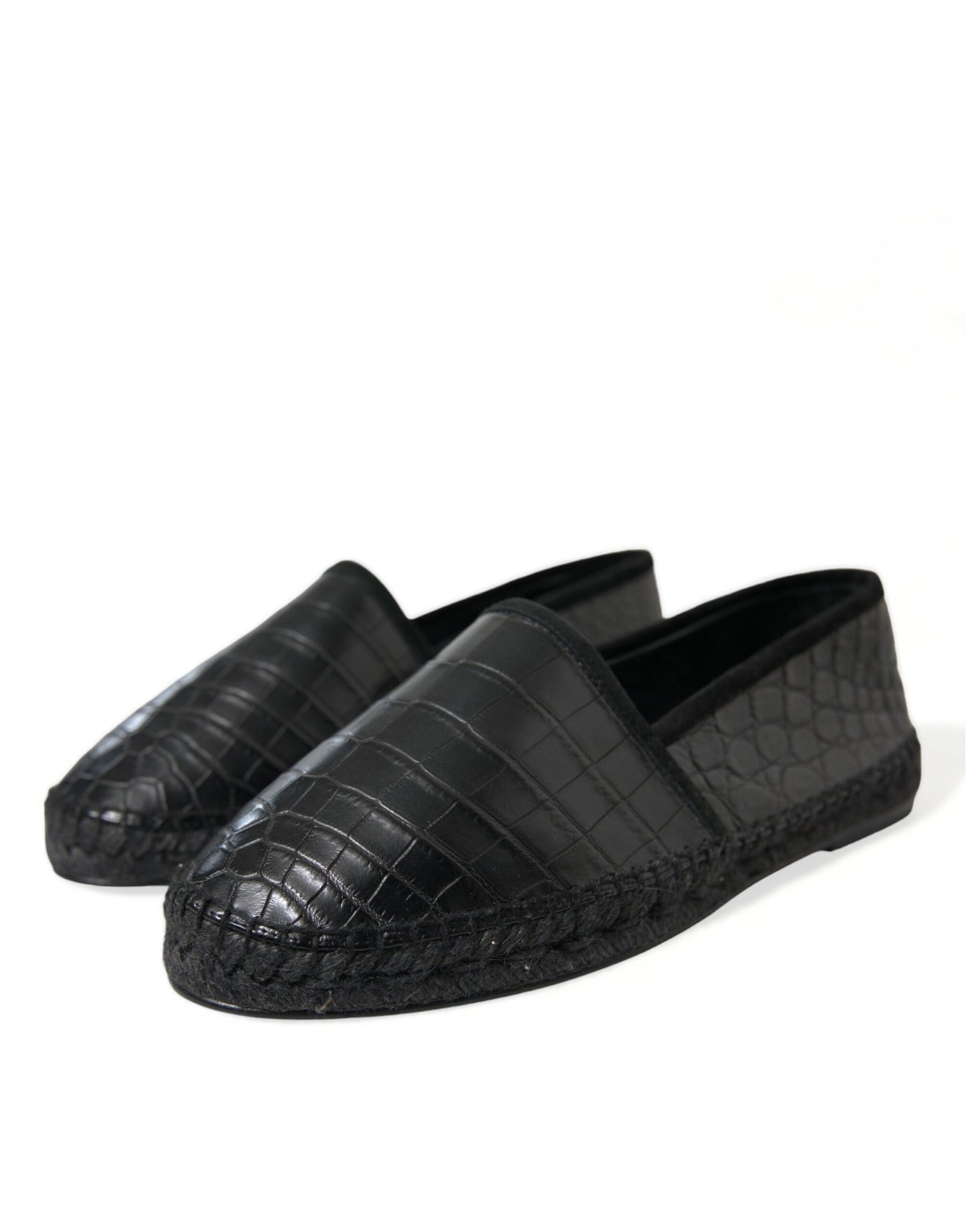 Dolce & Gabbana Black Exotic Leather Espadrilles Slip On Men's Shoes