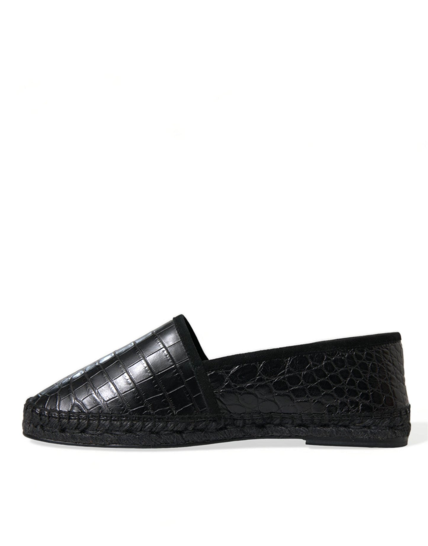 Dolce & Gabbana Black Exotic Leather Espadrilles Slip On Men's Shoes