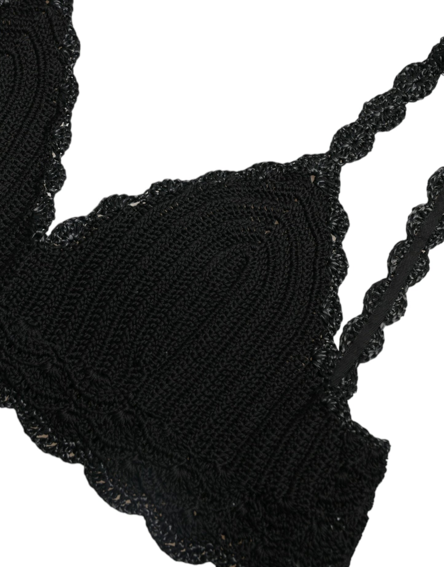 Dolce & Gabbana Black Cotton Bustier Cropped Crochet Tank Women's Top