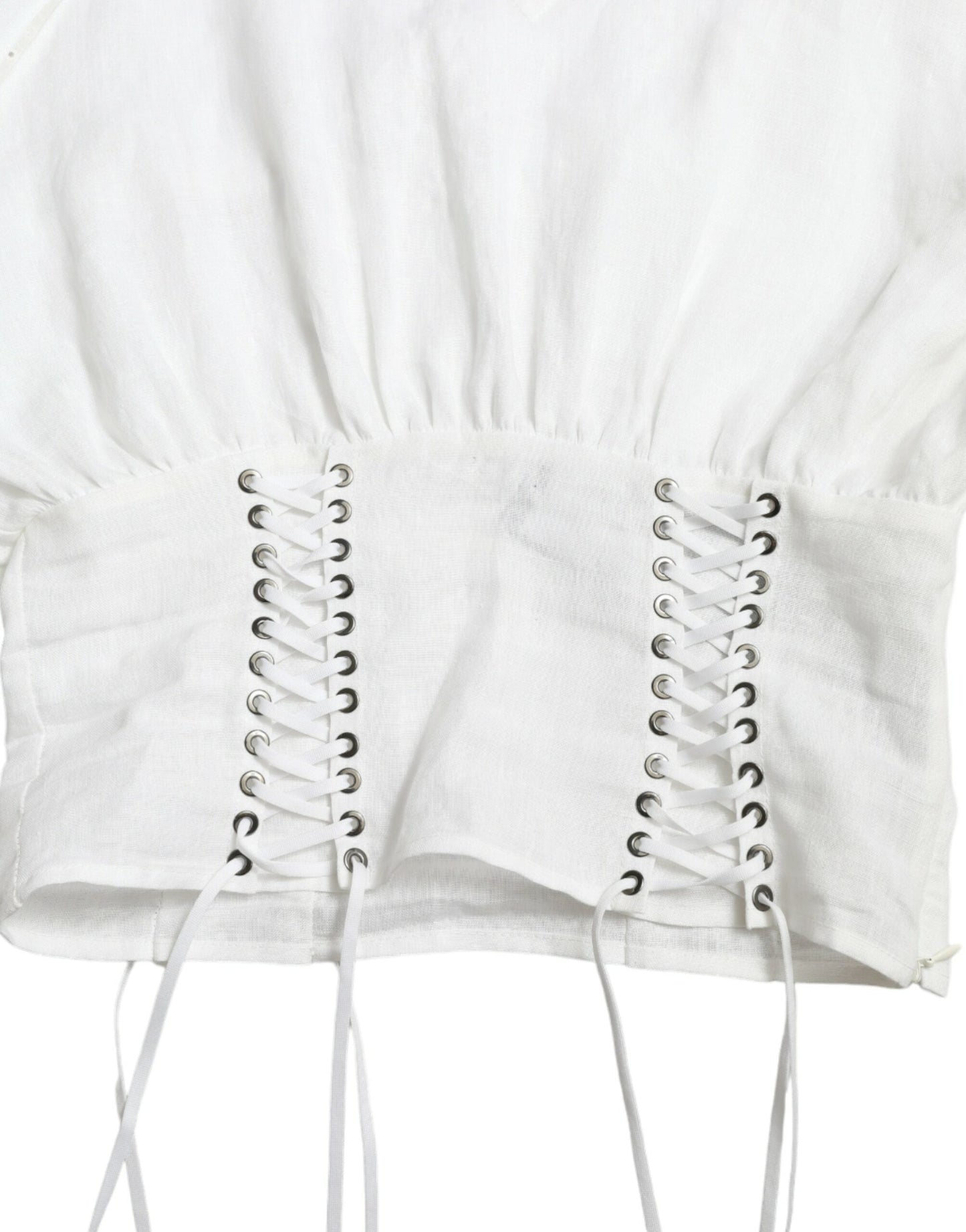 Dolce & Gabbana White Cotton Corset Cropped Long Sleeves Women's Topclothing