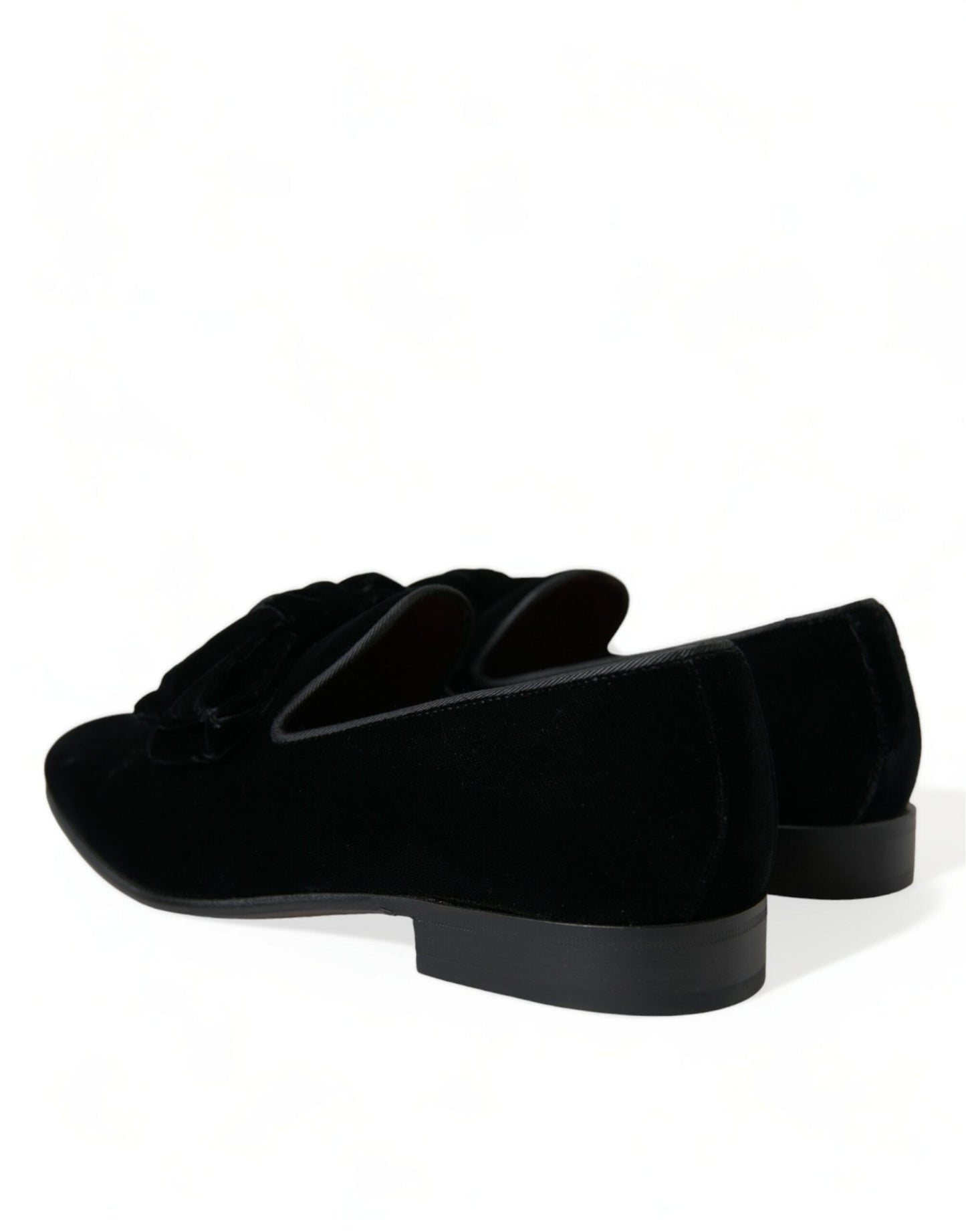 Dolce & Gabbana Black Velvet Loafers Formal Dress Men's Shoes