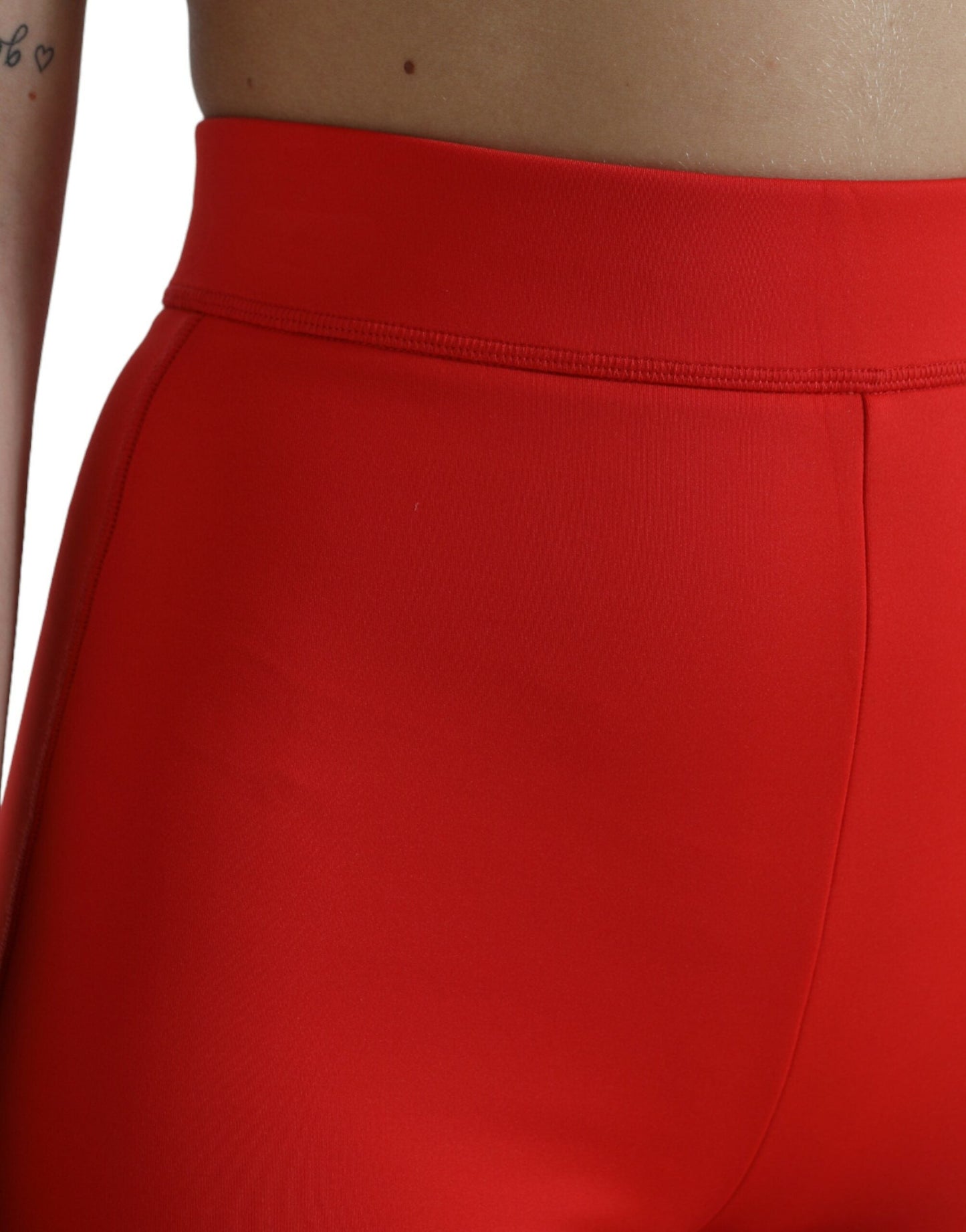 Dolce & Gabbana Red Nylon Stretch Slim Leggings Women's Pants