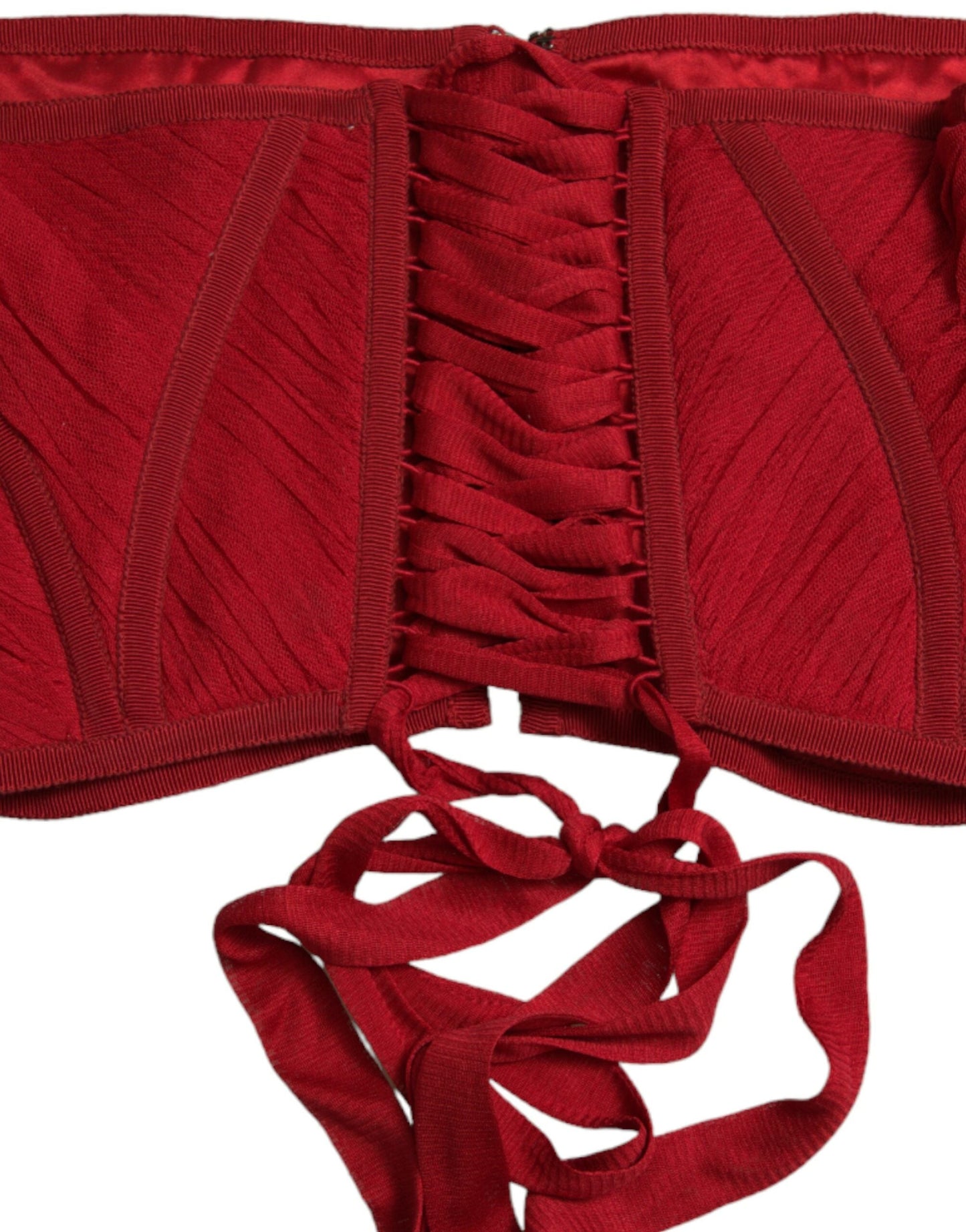 Dolce & Gabbana Red Silk Belt Waist Lace Up Strap Women's Corset