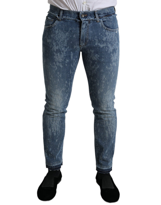 Dolce & Gabbana Blue Washed Skinny Cotton Stretch Denim Men's Jeans