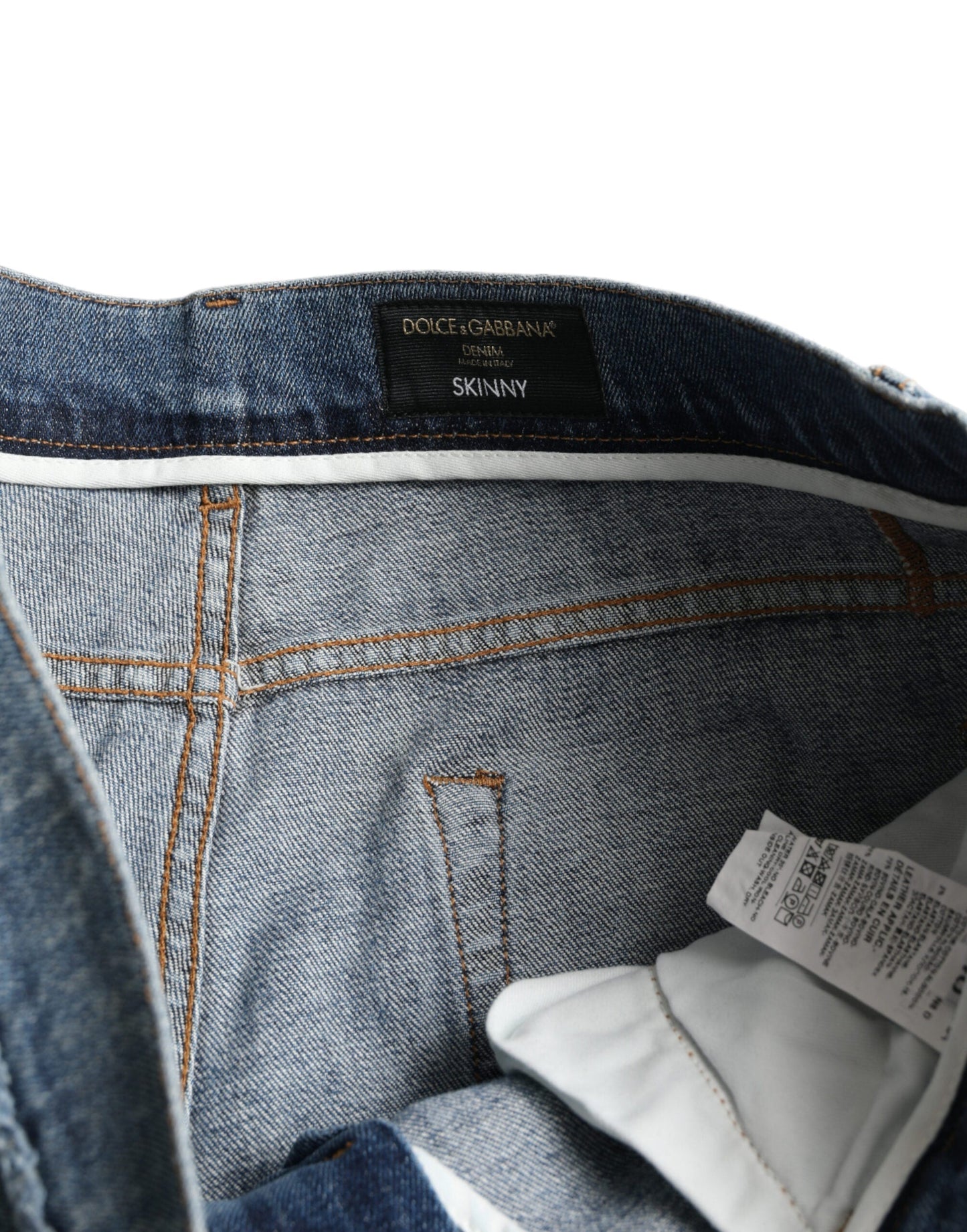 Dolce & Gabbana Blue Washed Skinny Cotton Stretch Denim Men's Jeans