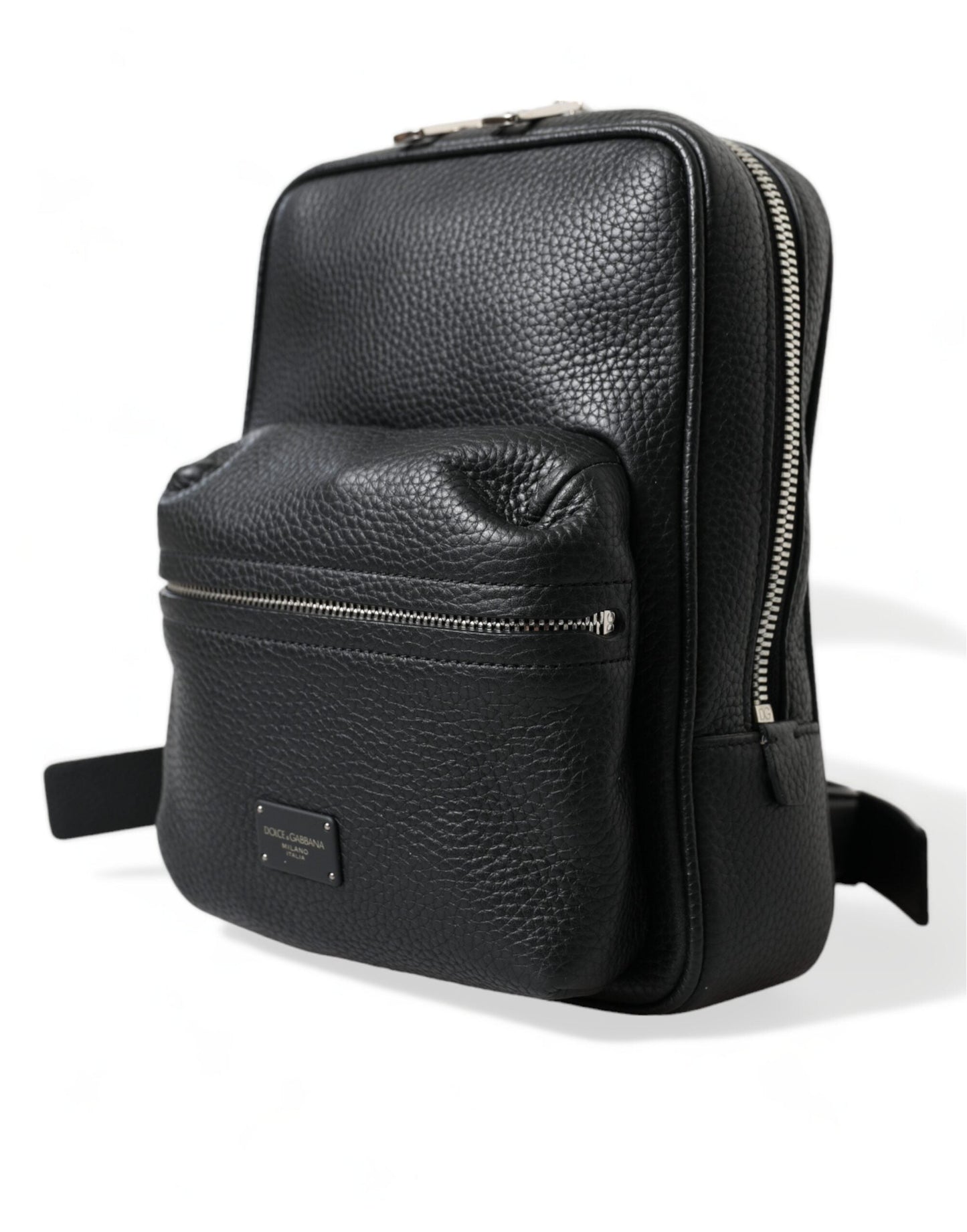 Dolce & Gabbana Black Calfskin Leather Logo Palermo Backpack Men's Bag