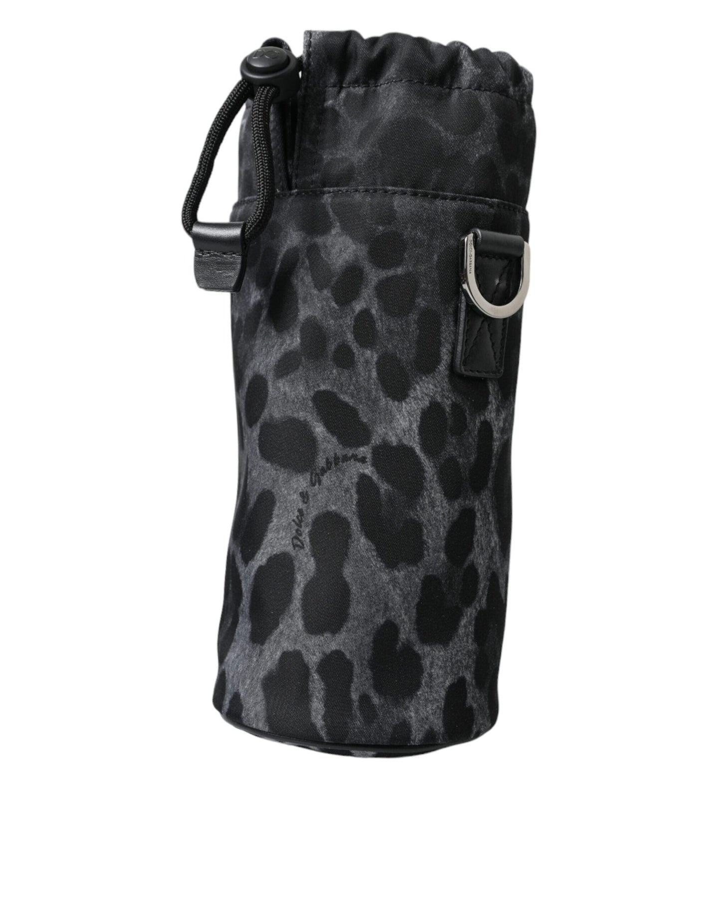 Dolce & Gabbana Black Leopard Round Slim Tote Bottle Cage Men's Bag
