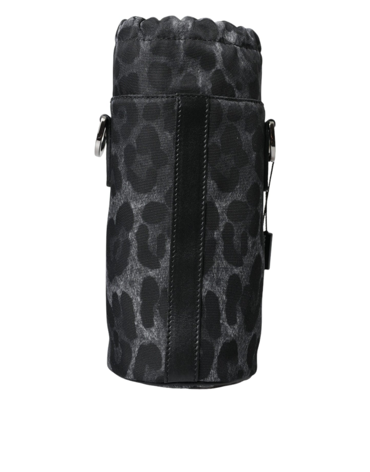 Dolce & Gabbana Black Leopard Round Slim Tote Bottle Cage Men's Bag