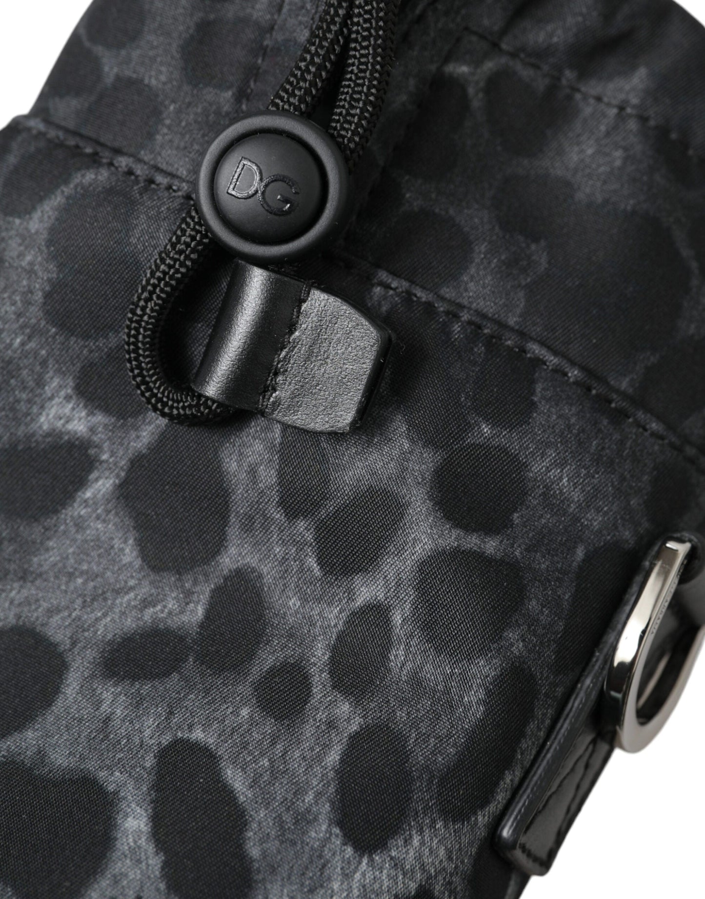 Dolce & Gabbana Black Leopard Round Slim Tote Bottle Cage Men's Bag
