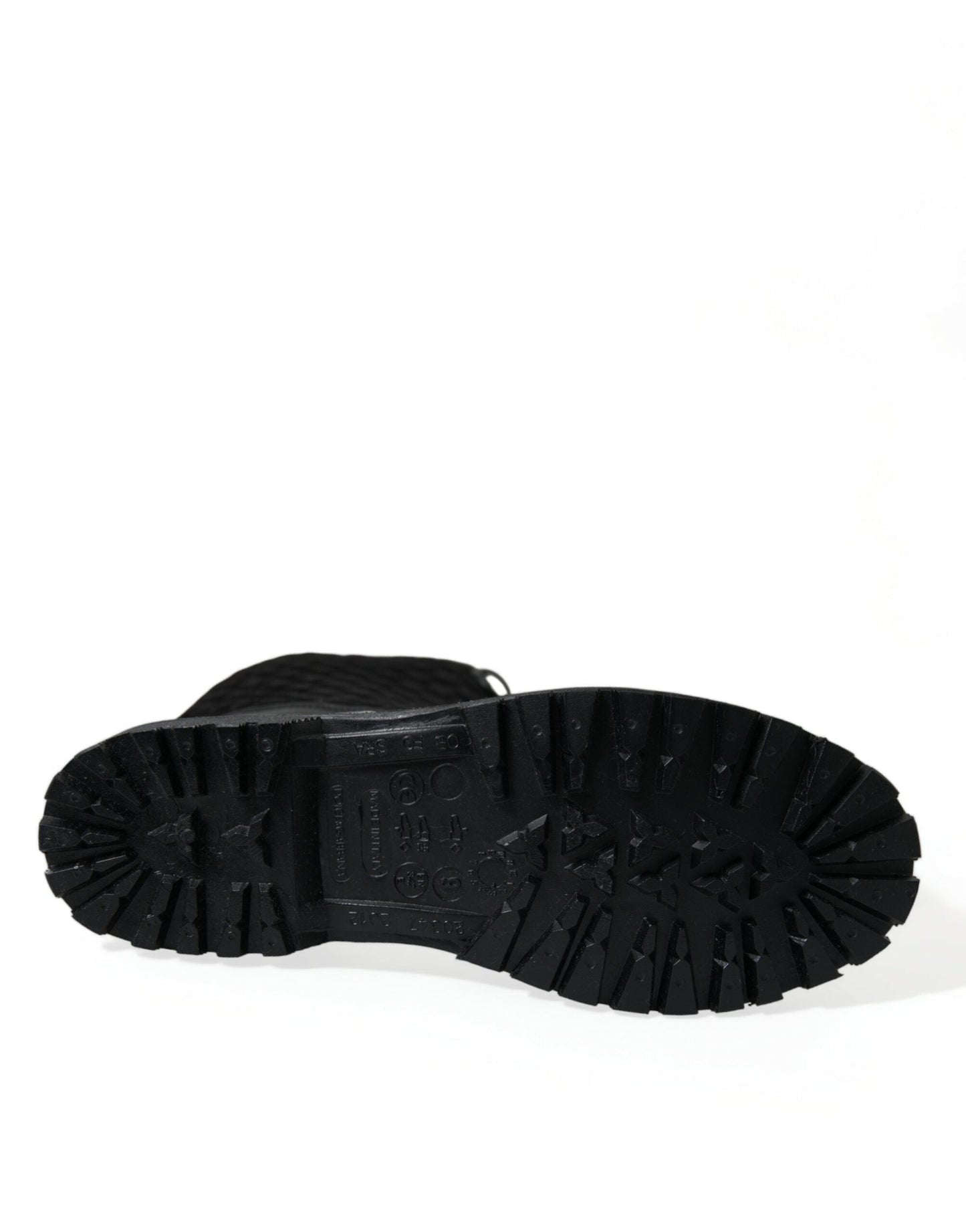Dolce & Gabbana Black Chioggia Rubber Suede Rain Boots Men's Shoes