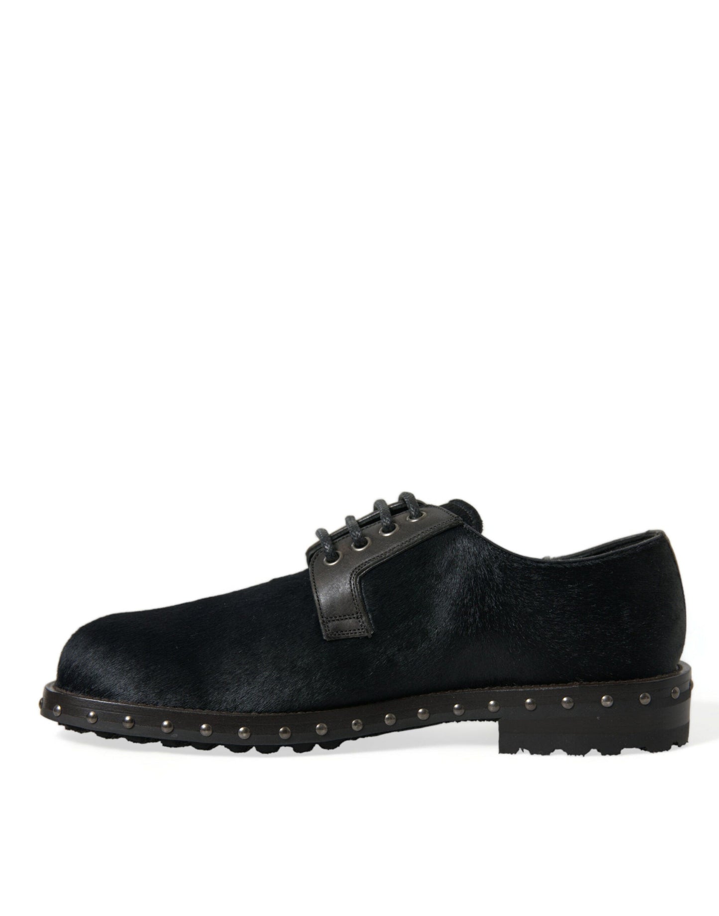 Dolce & Gabbana Black Stable Fur Derby SAN PIETRO Dress Men's Shoes