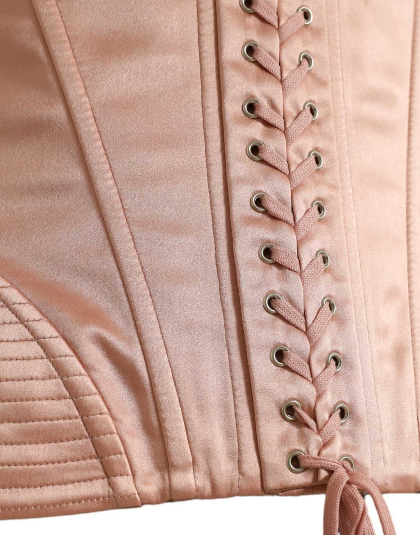 Dolce & Gabbana Pink Silk Stretch Belt Waist Strap Corset Women's Top