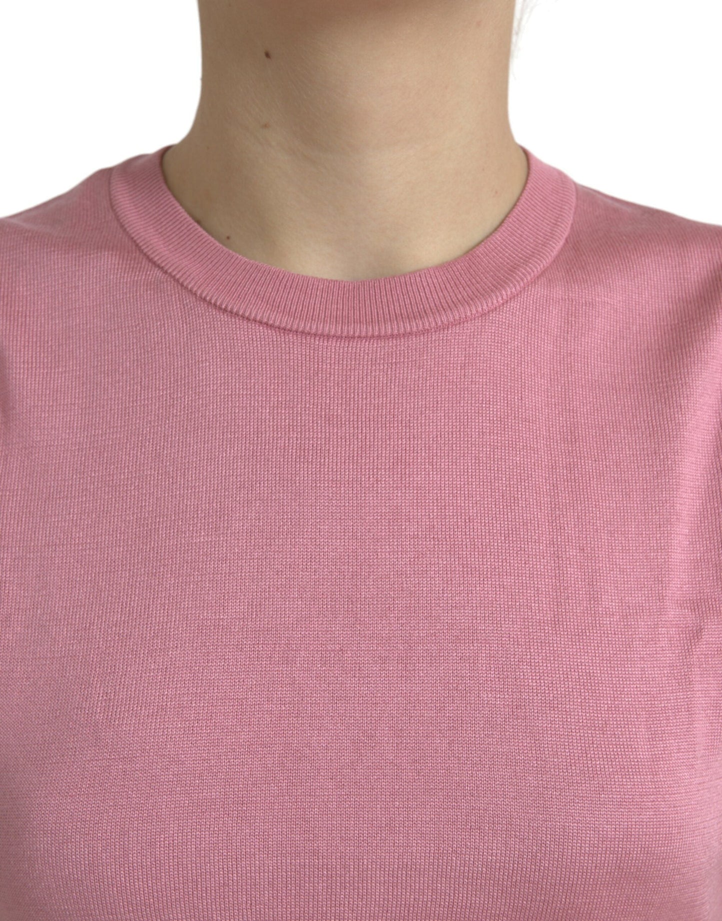 Dolce & Gabbana Pink Crew Neck Cropped Sleeveless Tank Women's Top