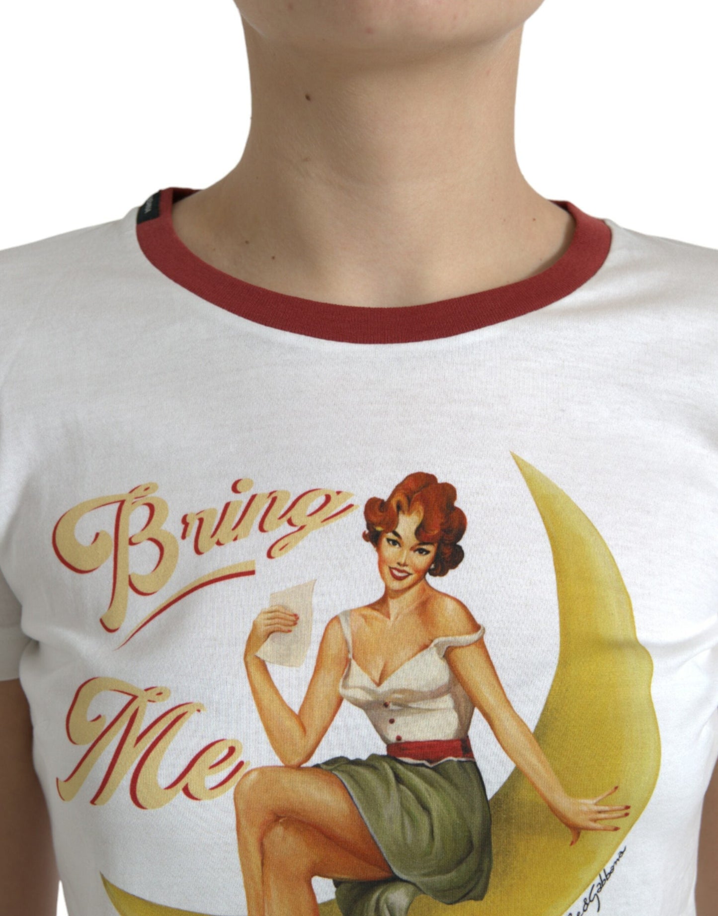 Dolce & Gabbana White Bring Me To The Moon T-shirt Women's Top