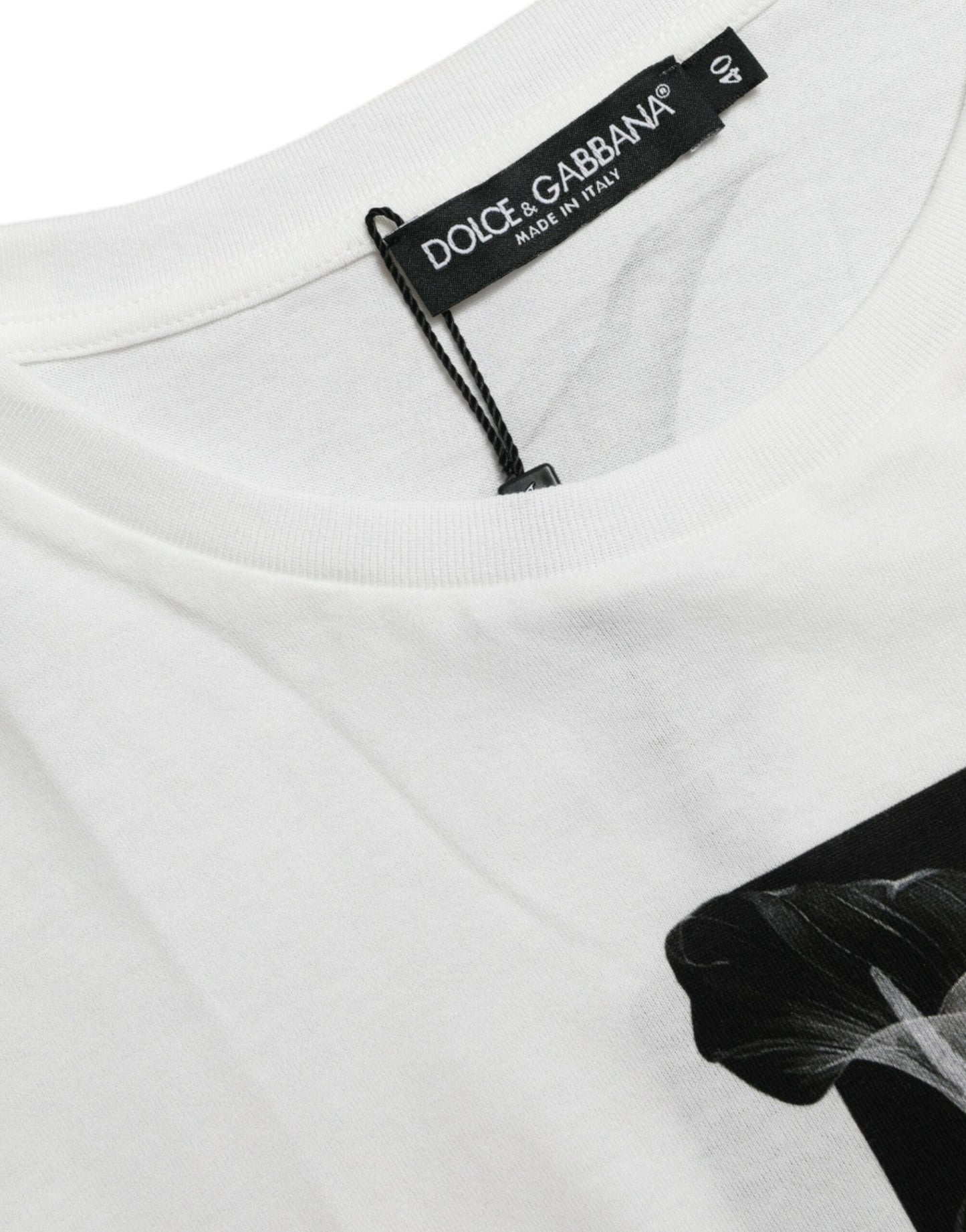 Dolce & Gabbana White Black Roses Crewneck Cotton Women's T-shirt