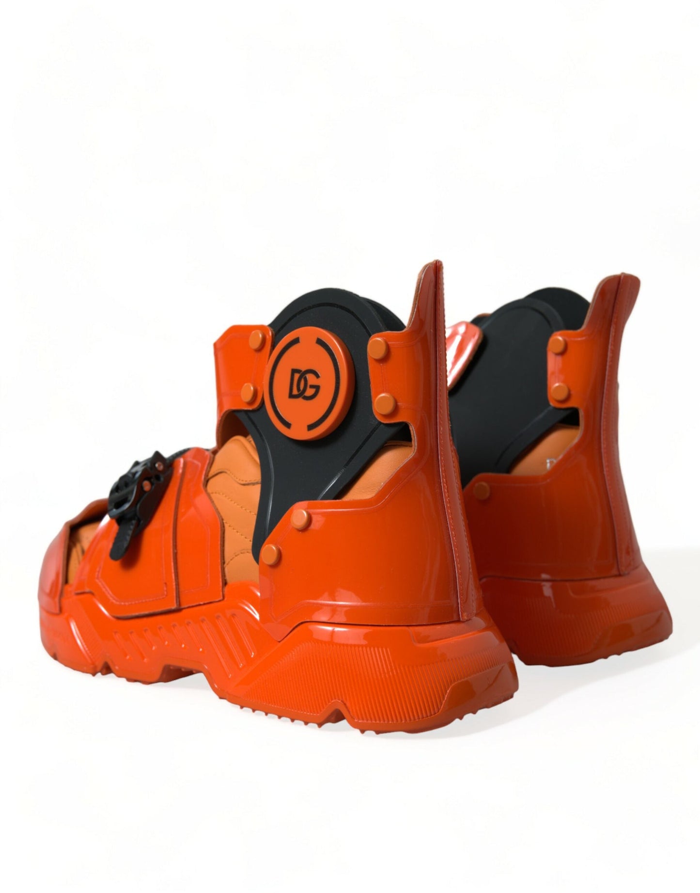 Dolce & Gabbana Orange Multi Panel Chunky High Top Sneakers Men's Shoes