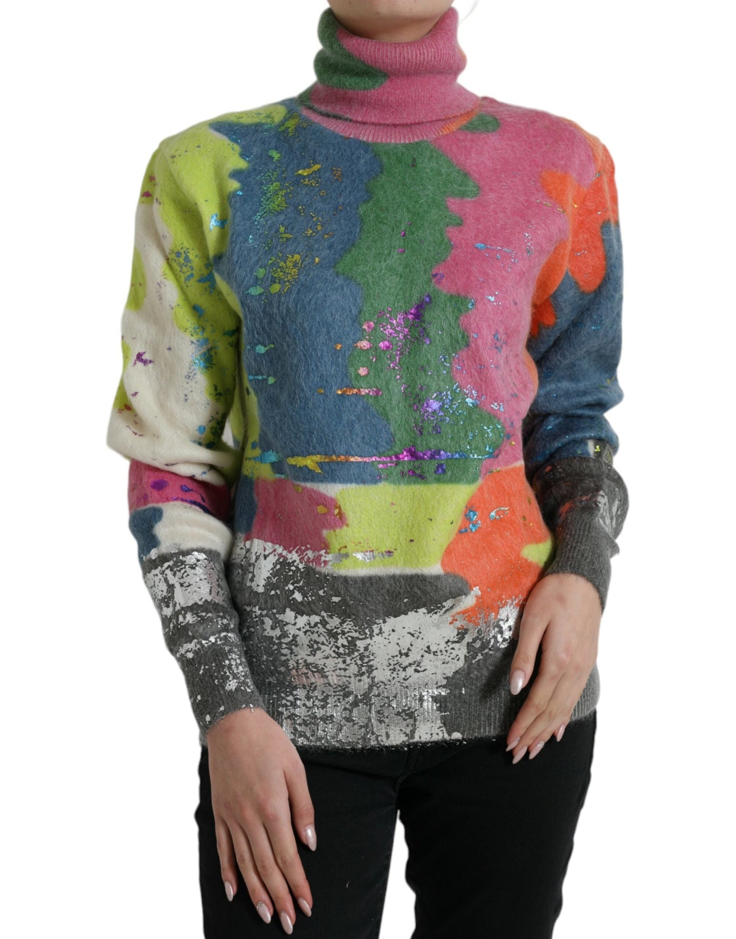 Dolce & Gabbana Multicolor Mohair Turtleneck Pullover Women's Sweater