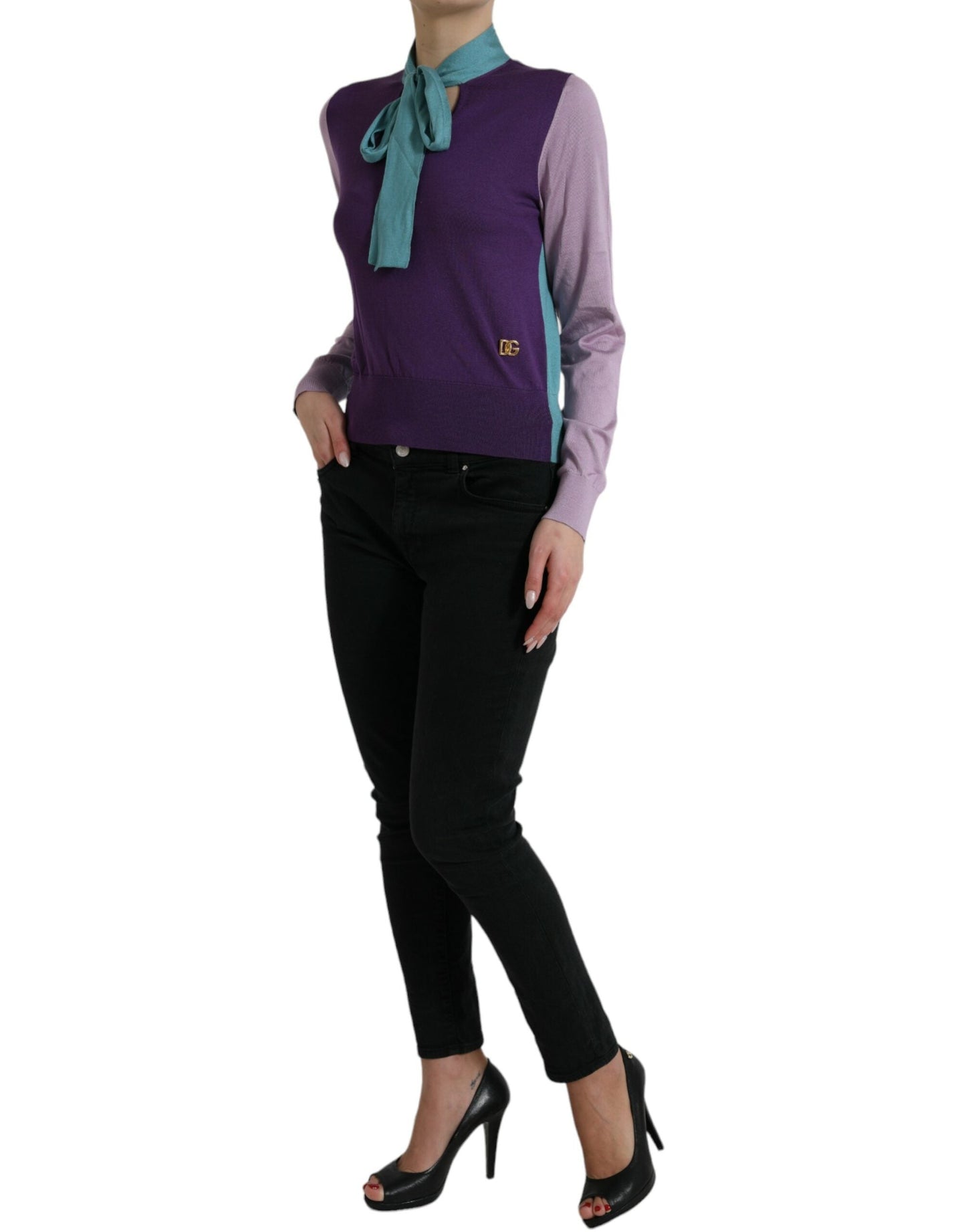 Dolce & Gabbana Multicolor Bow Fastening Pullover Women's Sweater