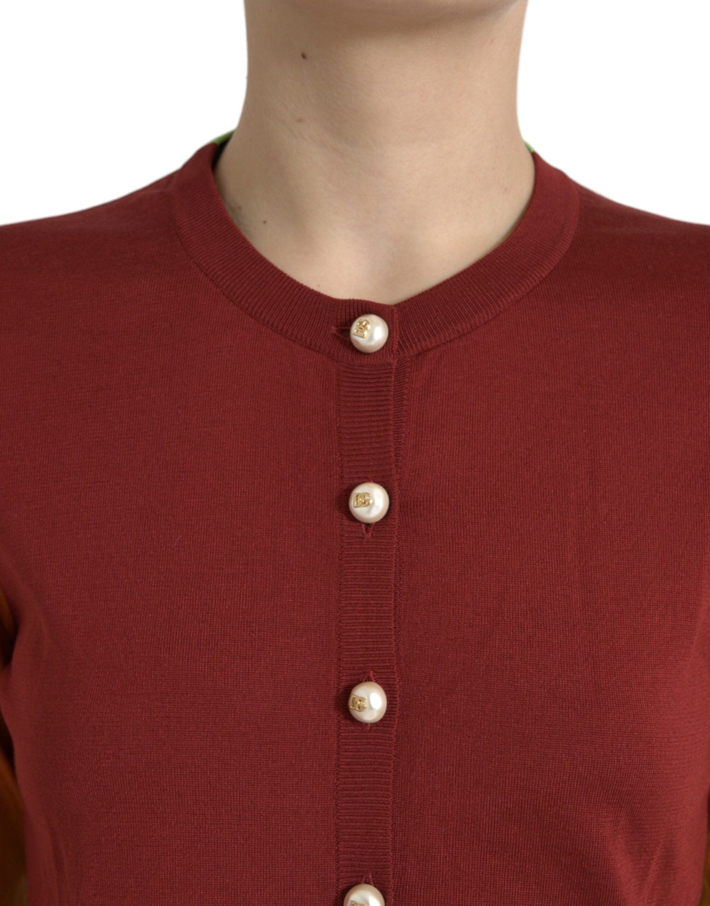 Dolce & Gabbana Multicolor Silk Crewneck Cardigan Women's Sweater