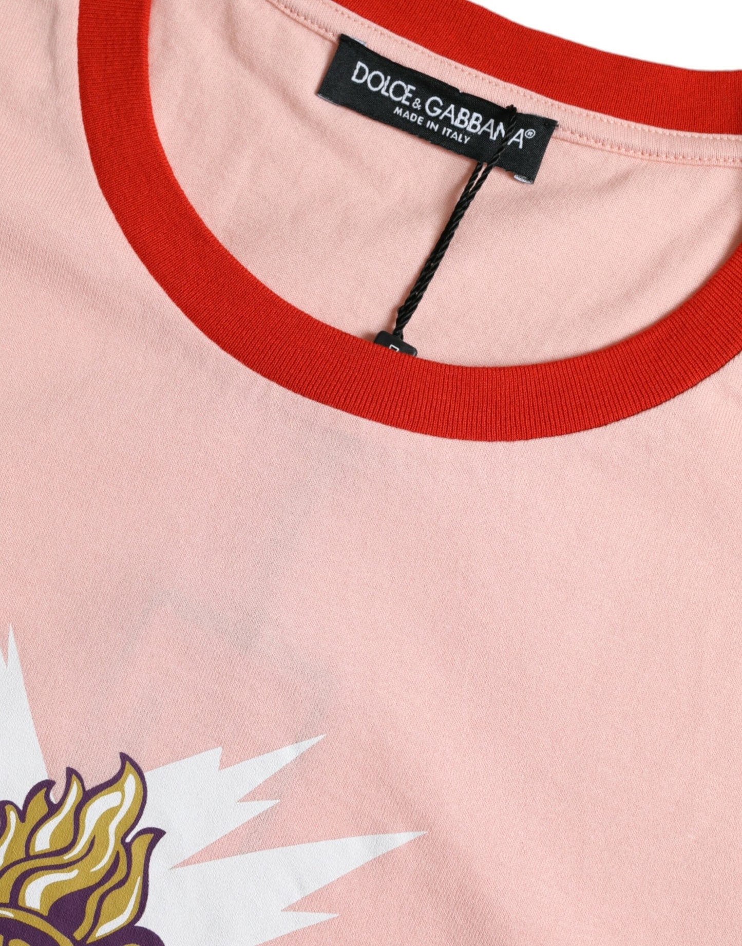Dolce & Gabbana Pink Graphic Print Cotton Crew Neck Women's T-shirt