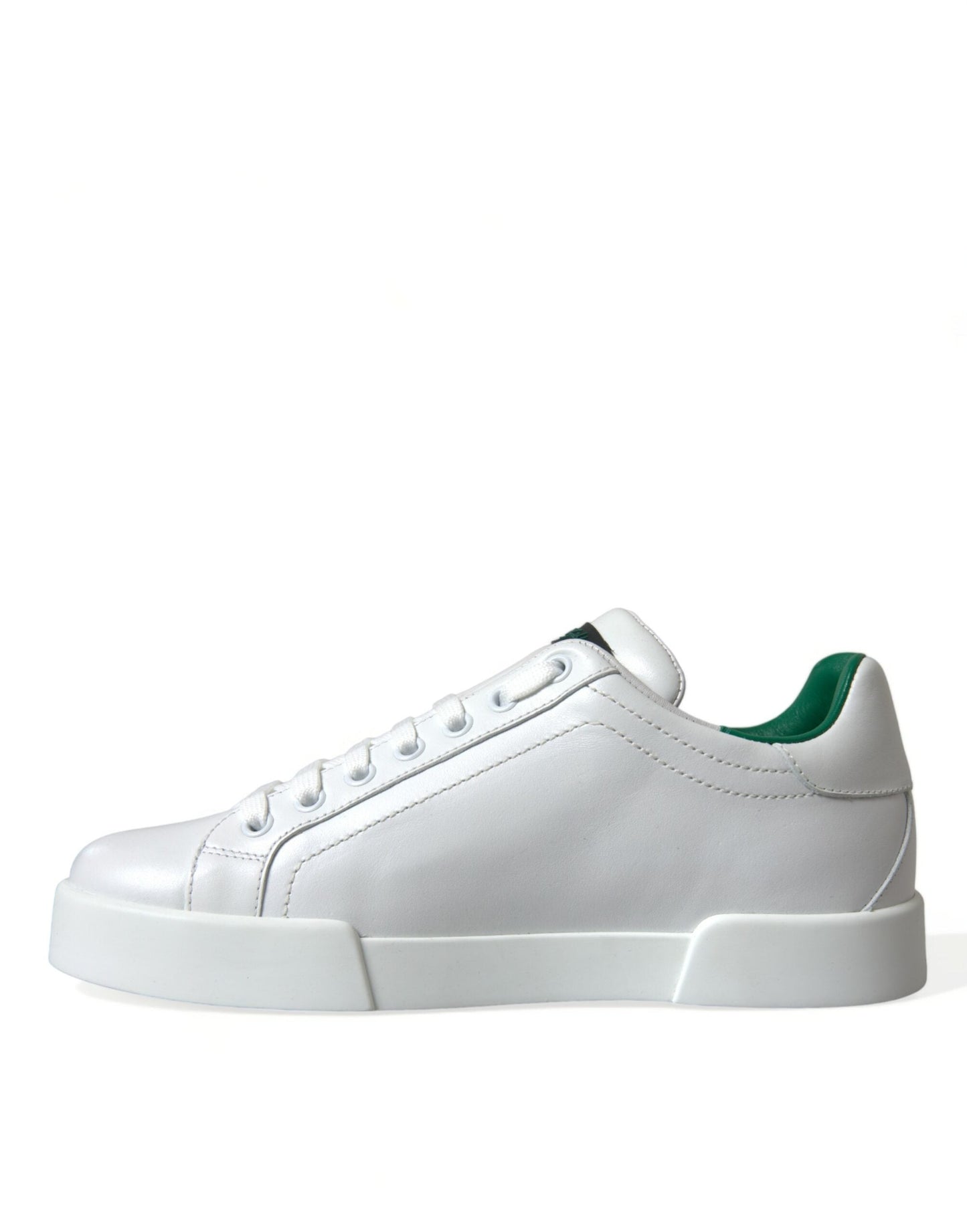 Dolce & Gabbana White Green Leather Portofino Sneakers Men's Shoes