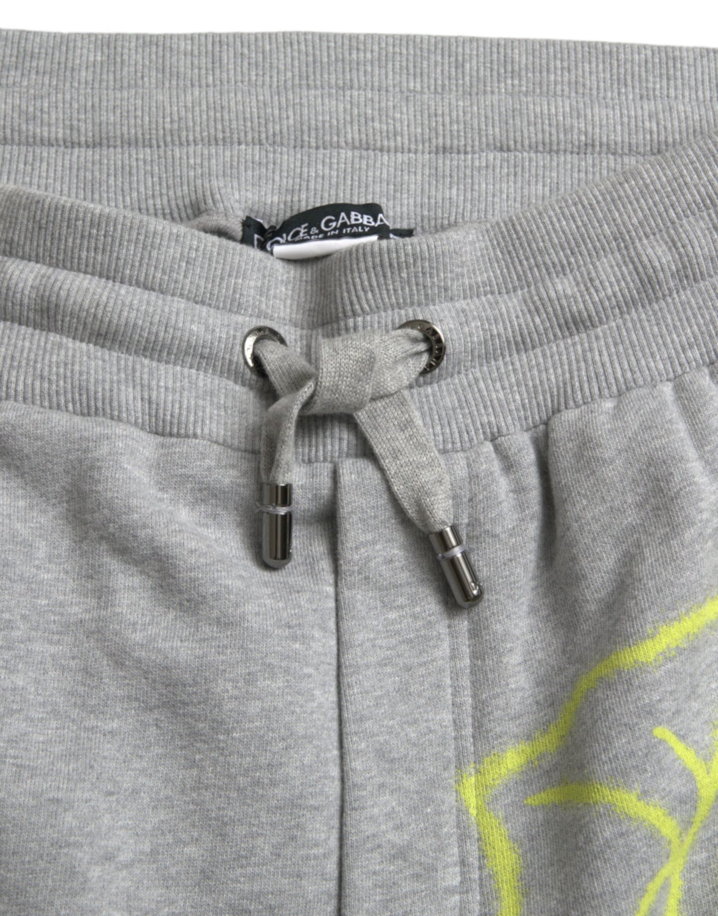 Dolce & Gabbana Gray Cotton Graffiti SweatMen's Jogger Men's Pants