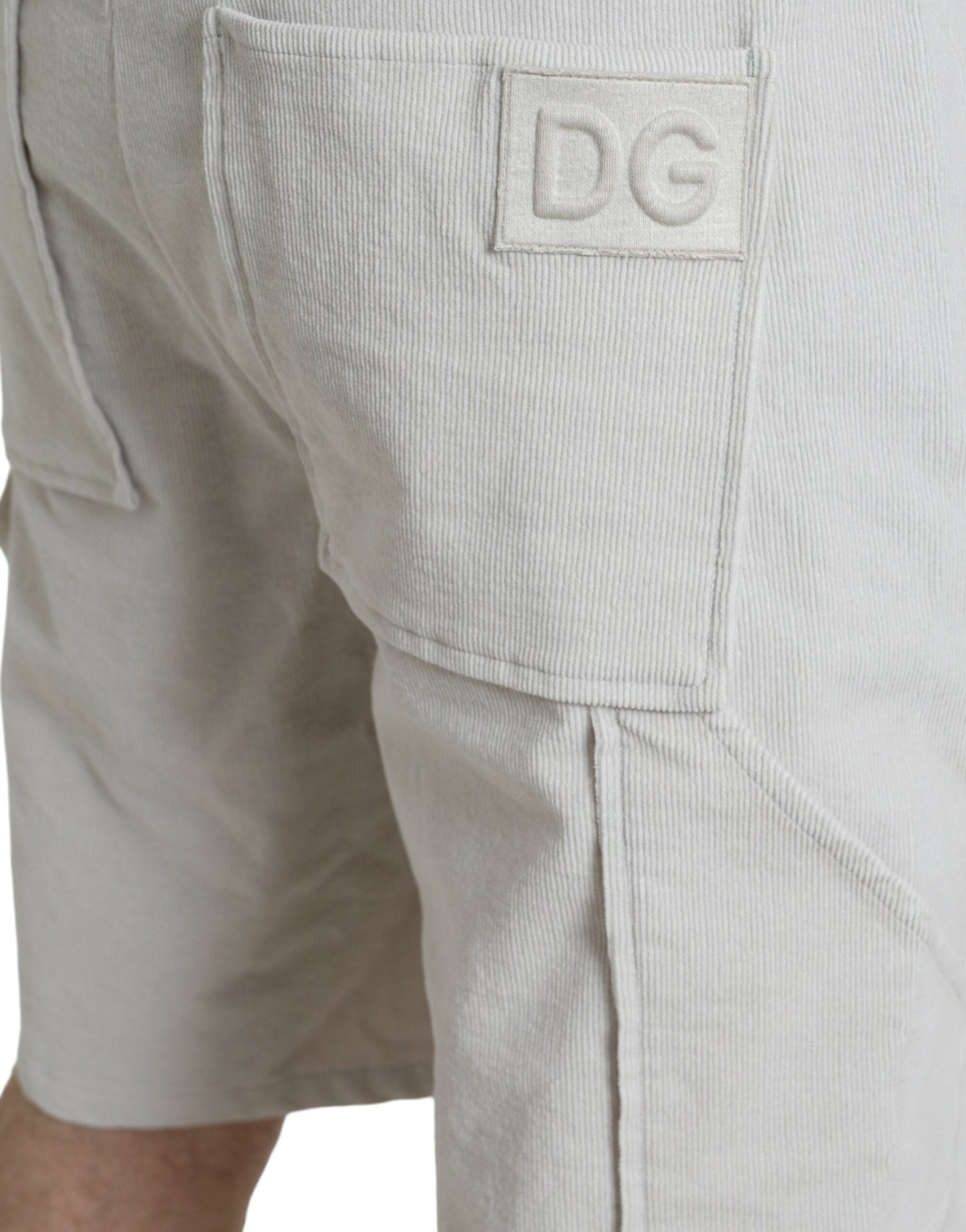 Dolce & Gabbana Beige Cotton Corduroy Logo Bermuda Men's Shorts