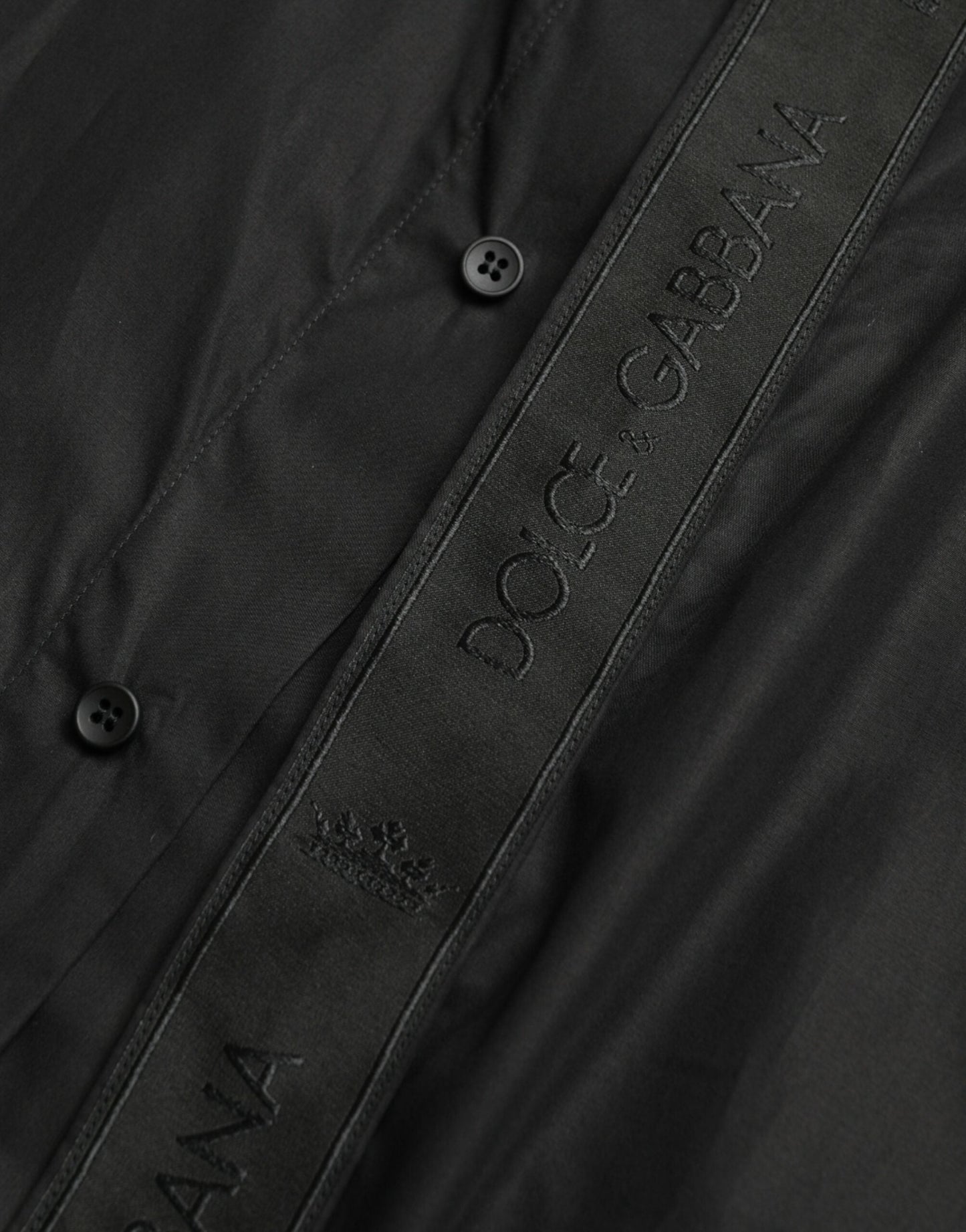 Dolce & Gabbana Black Cotton Logo Formal GOLD Dress Men's Shirt
