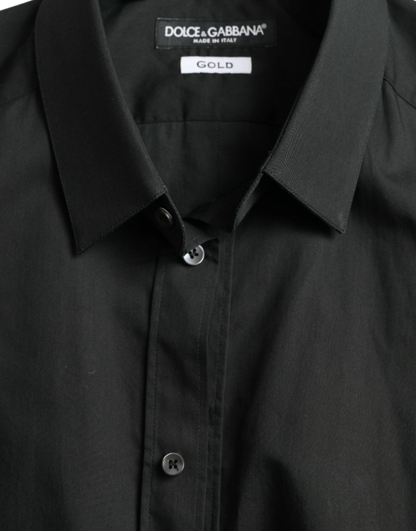 Dolce & Gabbana Black Cotton Silk Formal GOLD Dress Men's Shirt