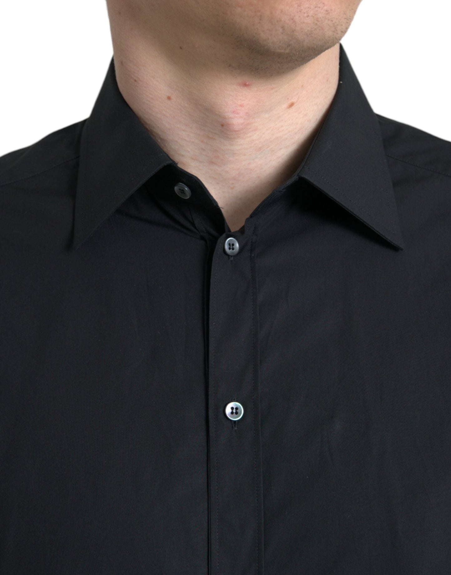 Dolce & Gabbana Black Cotton Men Formal GOLD Dress Men's Shirt