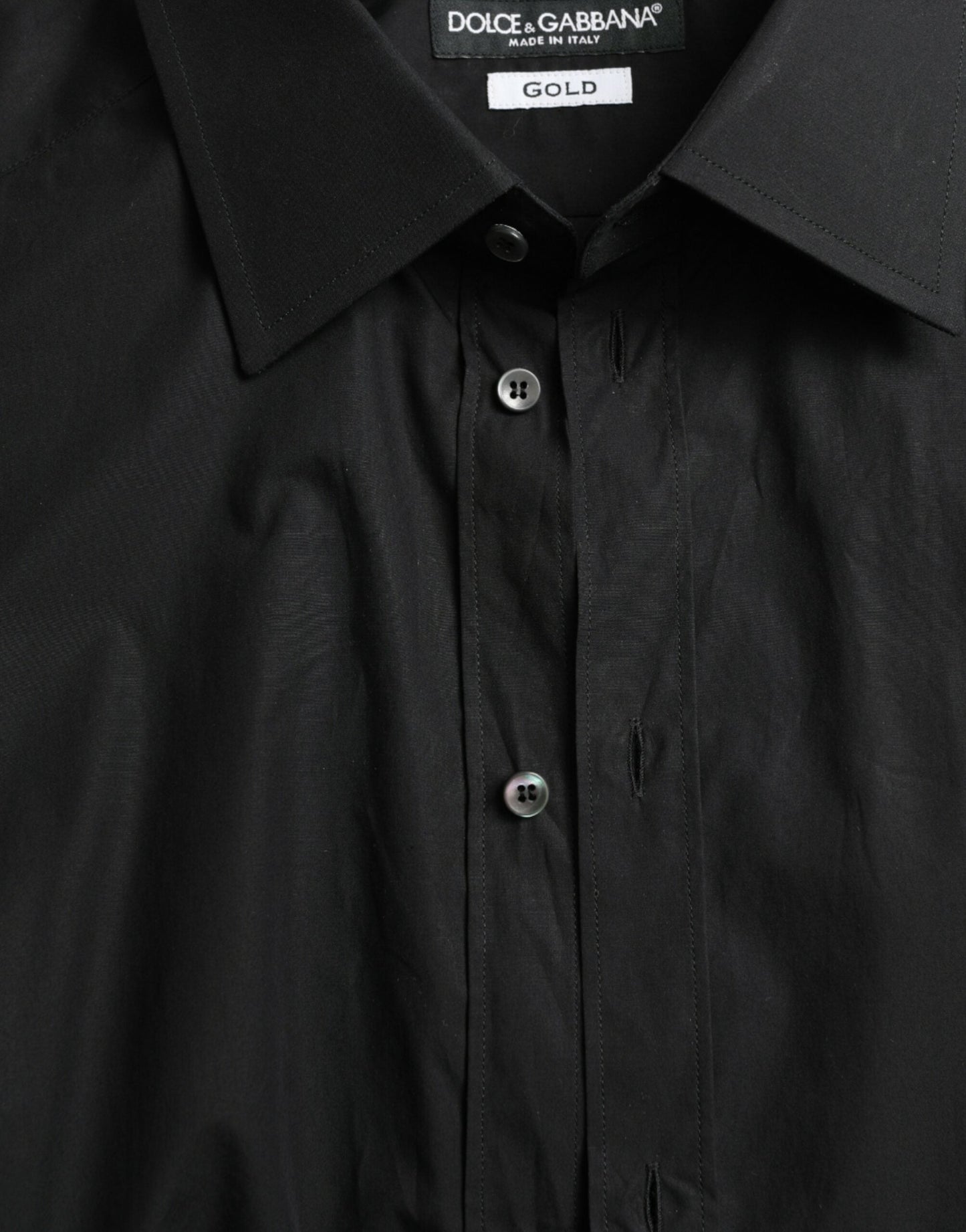 Dolce & Gabbana Black Cotton Men Formal GOLD Dress Men's Shirt