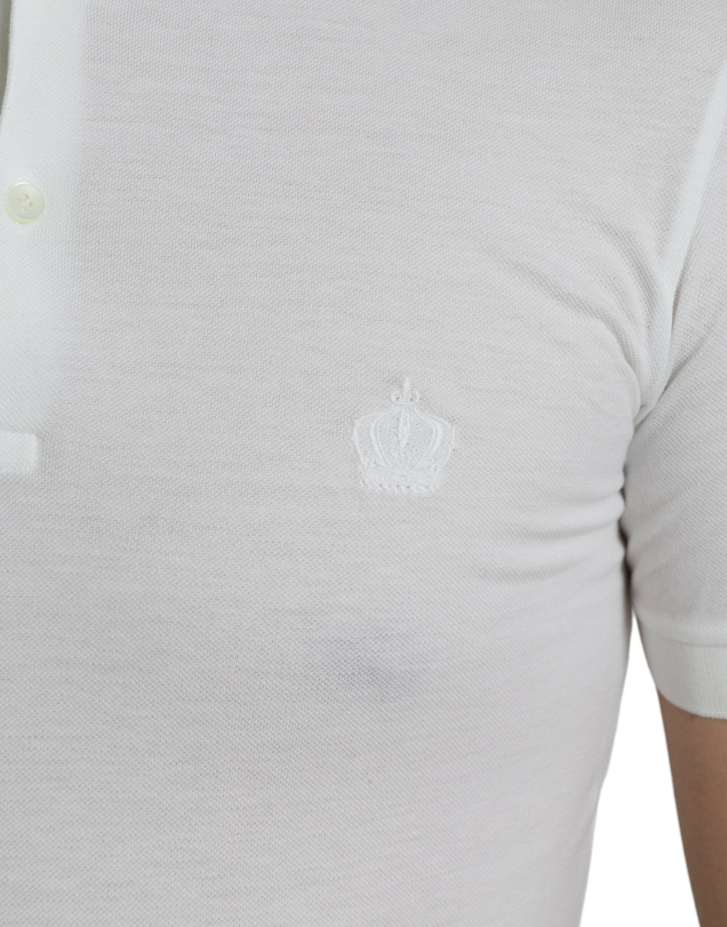 Dolce & Gabbana White Collared Short Sleeve Crown Men's T-shirt