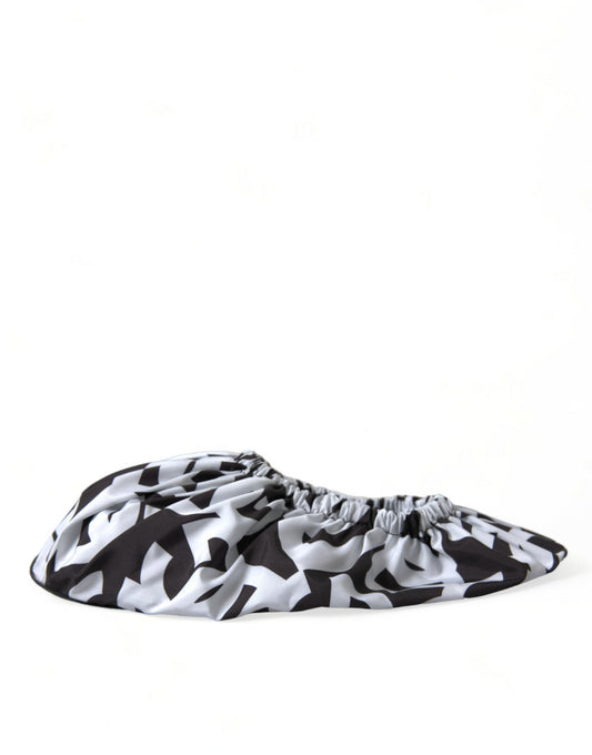 Dolce & Gabbana White Logo Print Nylon Slip On Flats Women's Shoes