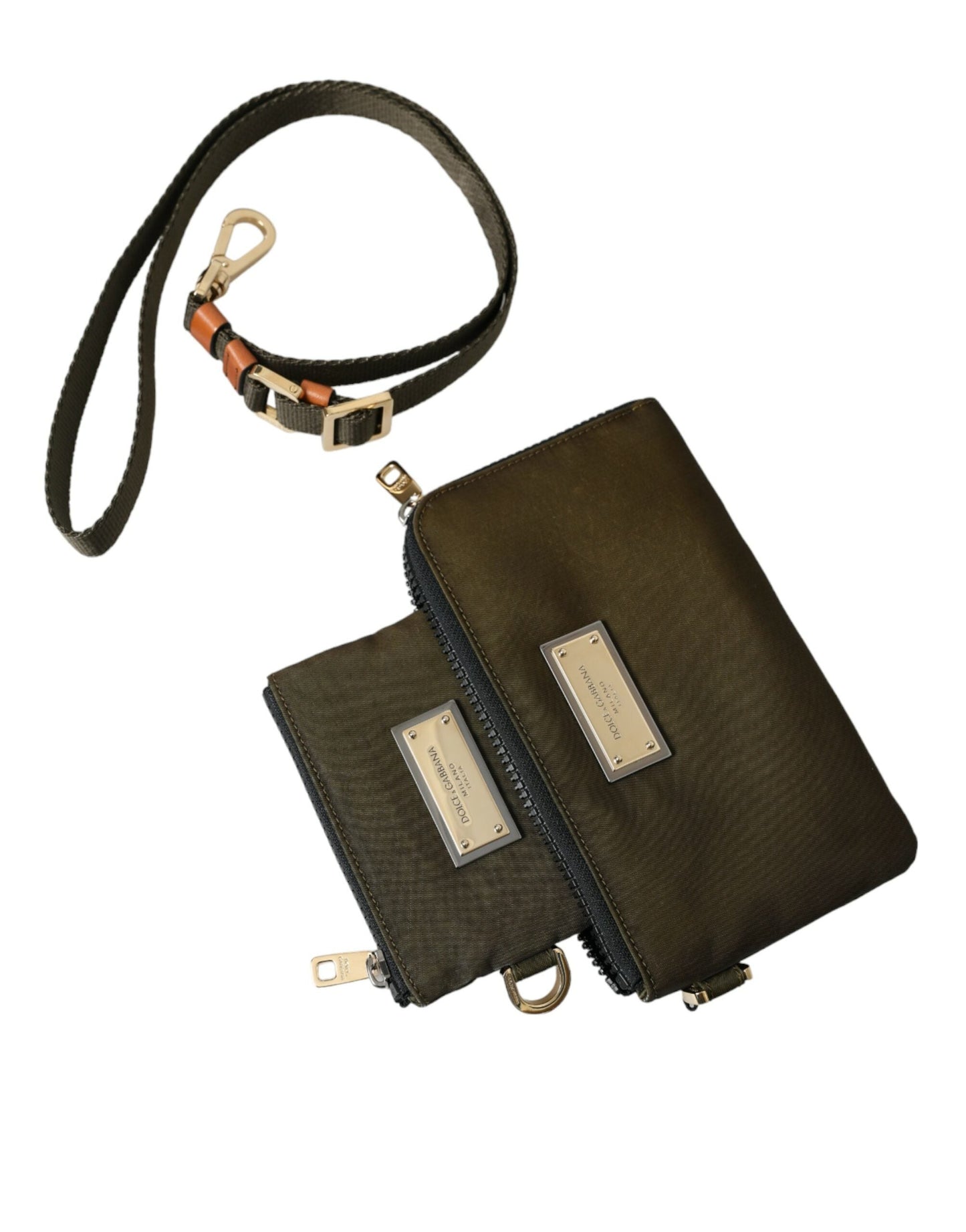 Dolce & Gabbana Dark Green Nylon Logo Multifunctional Kit 2 Pcs Set Men's Bags