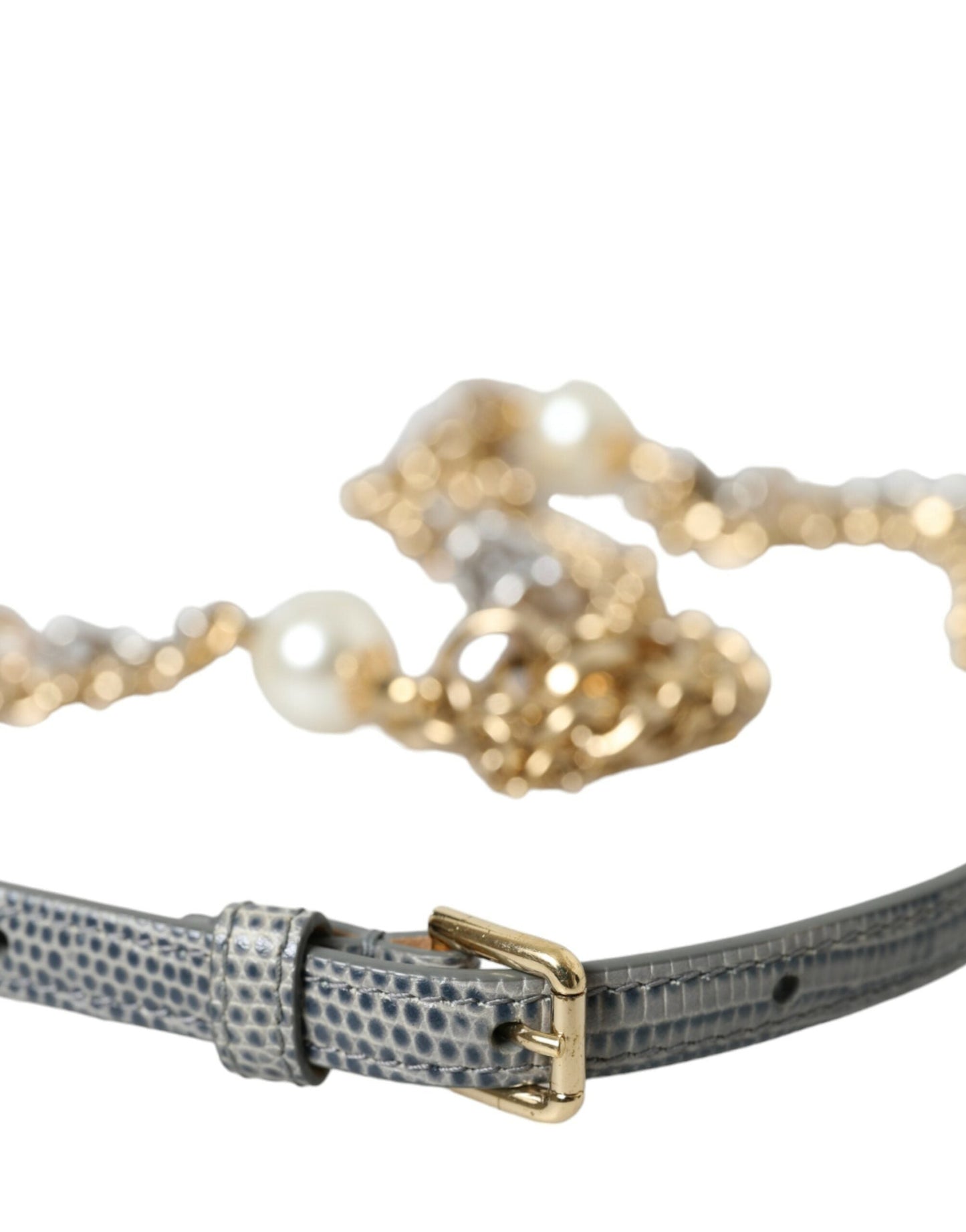 Dolce & Gabbana Blue Braided Gold Brass Chain Waist Women's Belt