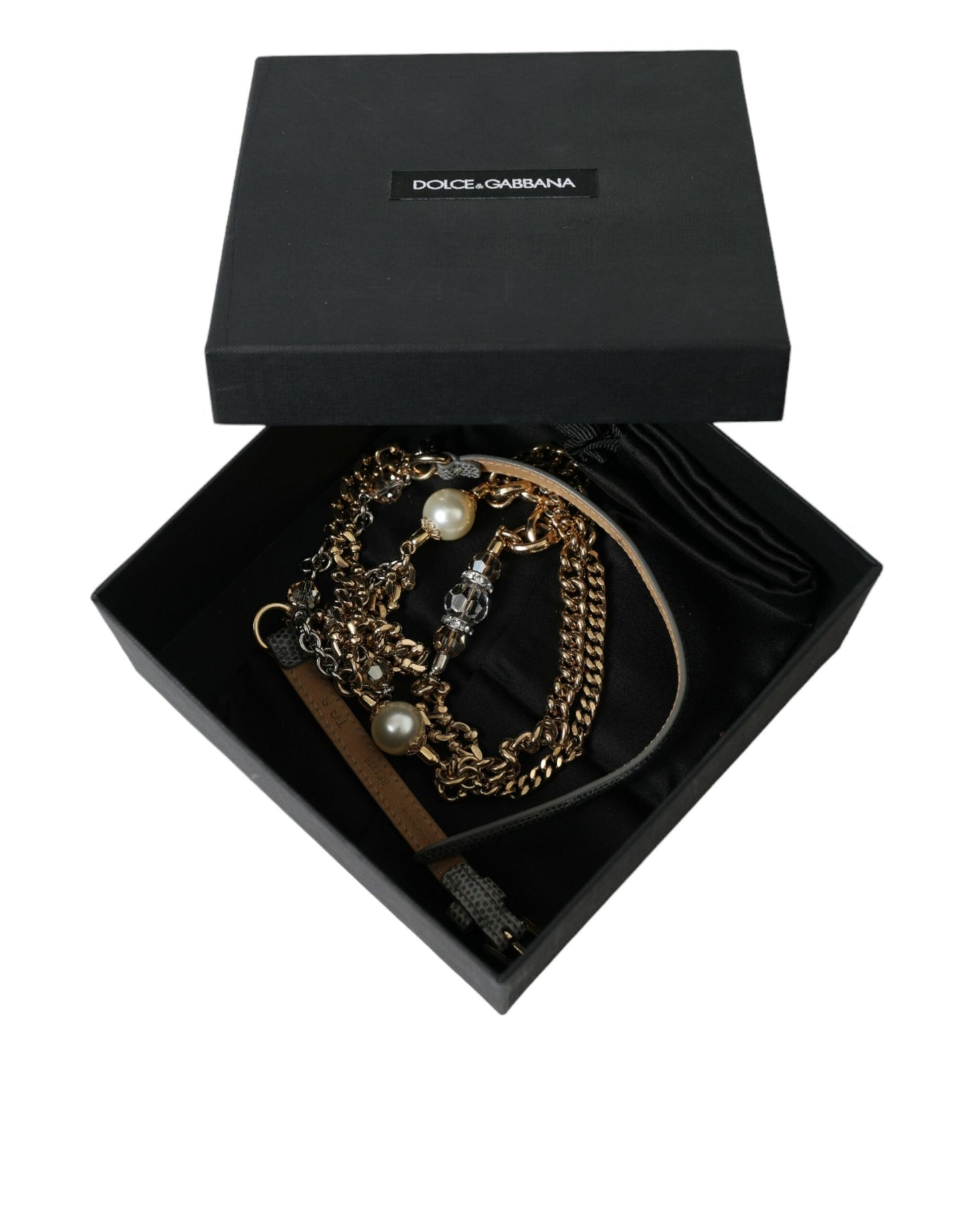 Dolce & Gabbana Blue Braided Gold Brass Chain Waist Women's Belt