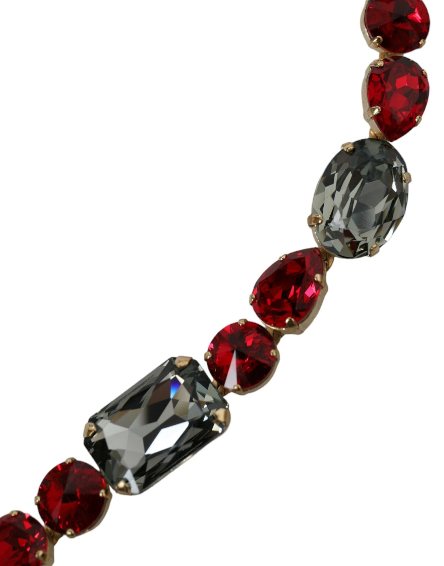 Dolce & Gabbana Red Leather Crystal Chain Waist Women's Belt