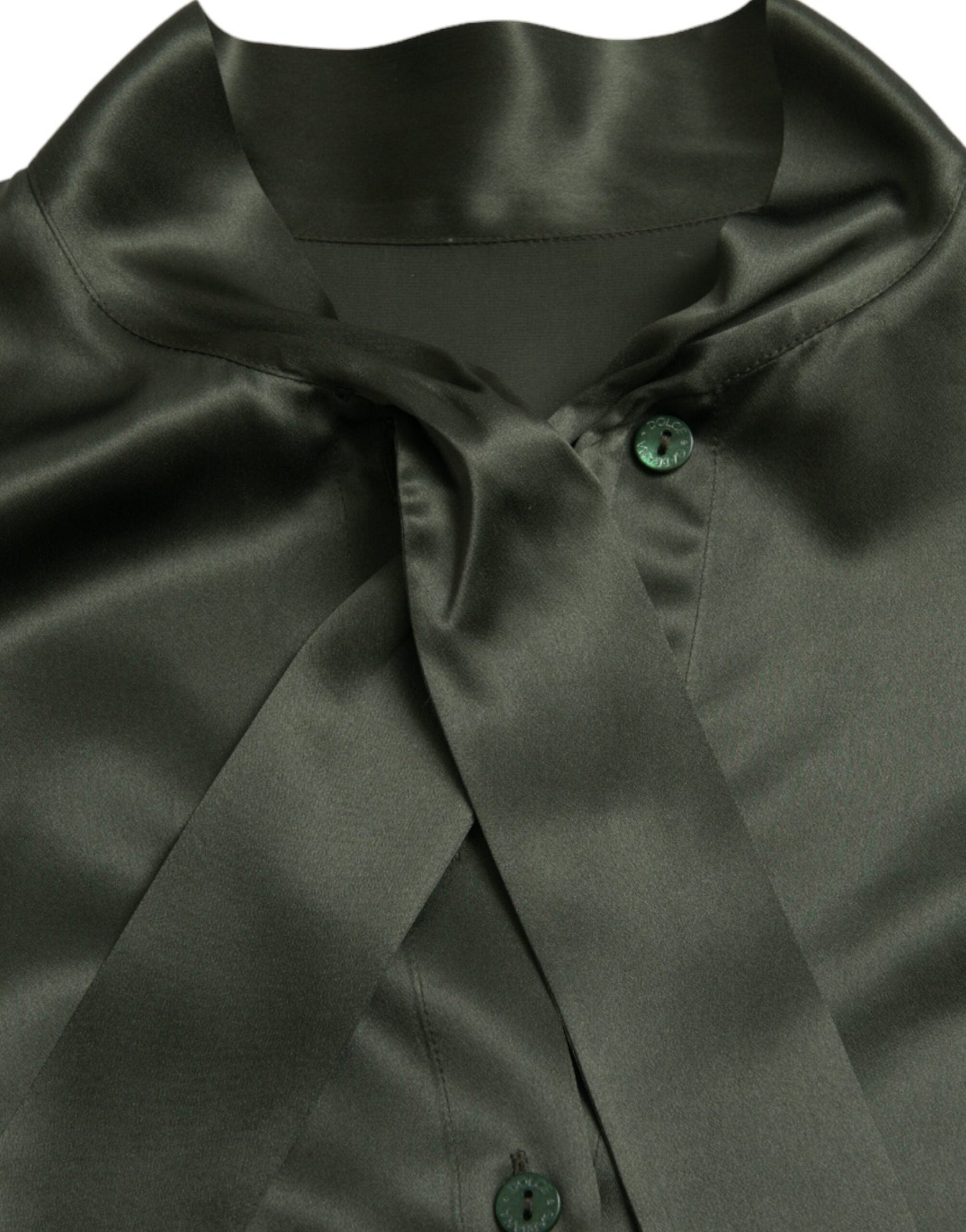 Dolce & Gabbana Gray Long Sleeves Ascot Collar Blouse Women's Top