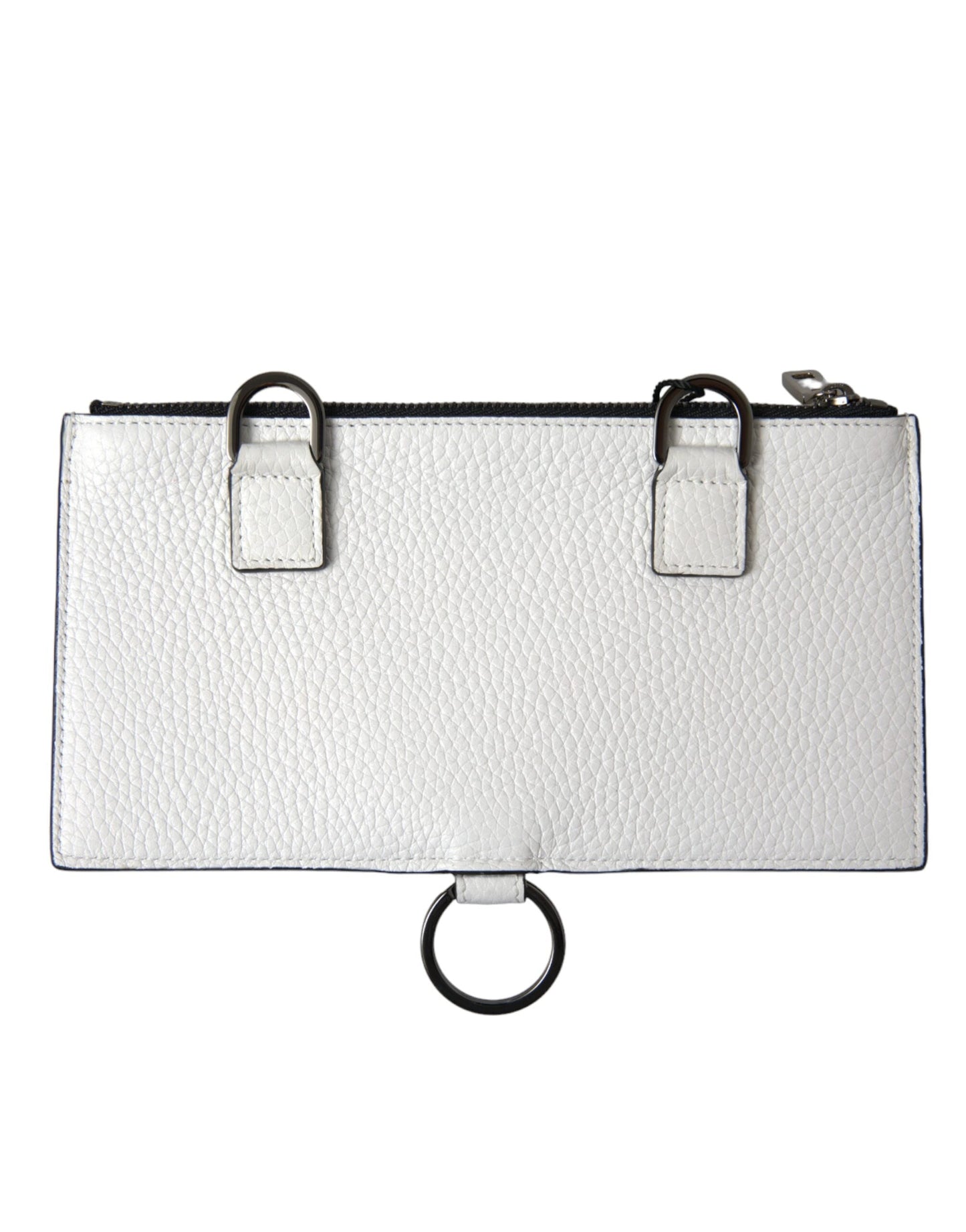Dolce & Gabbana White Calfskin Leather Large Crossbody Card Holder Men's Wallet (Pre-Owned)