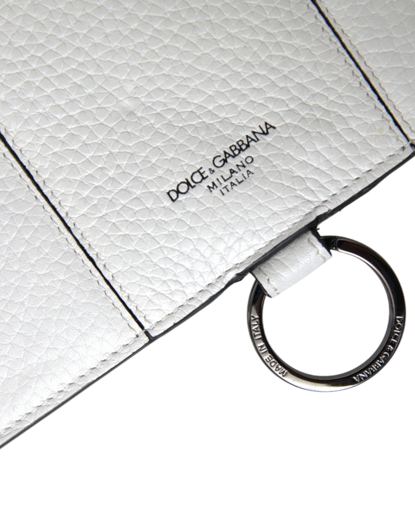 Dolce & Gabbana White Calfskin Leather Large Crossbody Card Holder Men's Wallet (Pre-Owned)