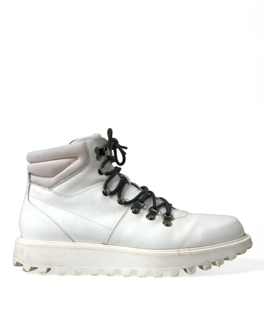 Dolce & Gabbana White Vulcano Trekking Ankle Boots Men's Shoes (Pre-Owned)