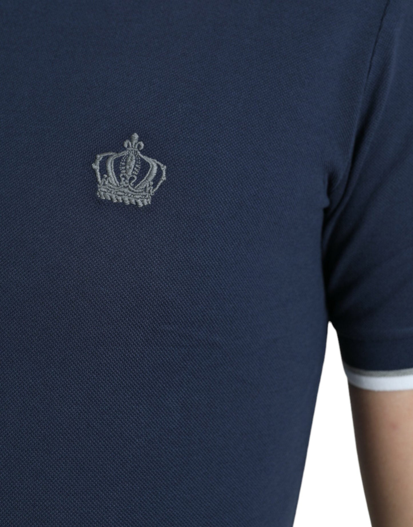 Dolce & Gabbana Blue Crown Patch Cotton Collared Men Polo Men's T-shirt