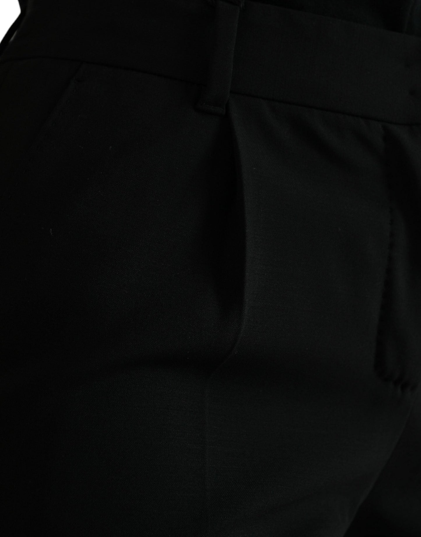Dolce & Gabbana Black Wool Mid Waist Tapered Women's Pants