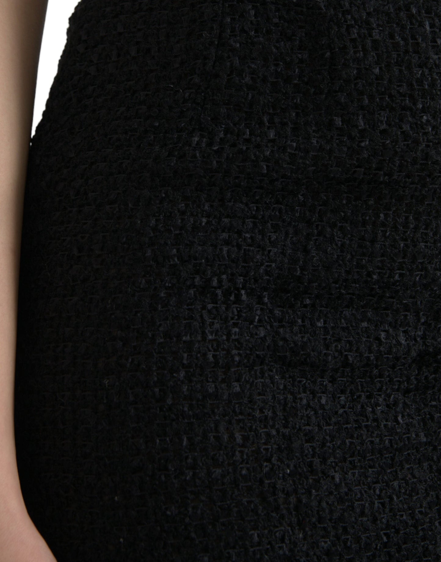 Dolce & Gabbana Black Wool High Waist Pencil Cut Midi Women's Skirt