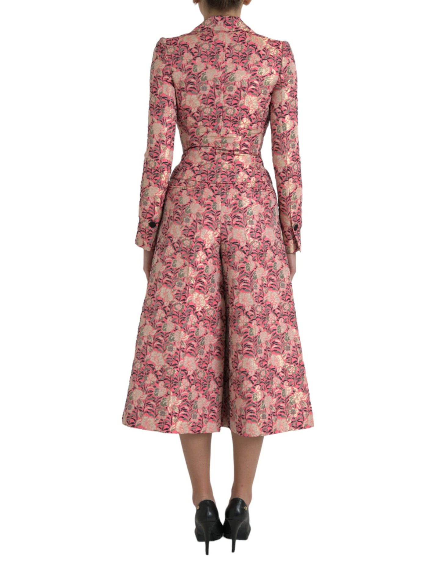 Dolce & Gabbana Pink Floral Jacquard Slim Fit 2 Piece Women's Suit